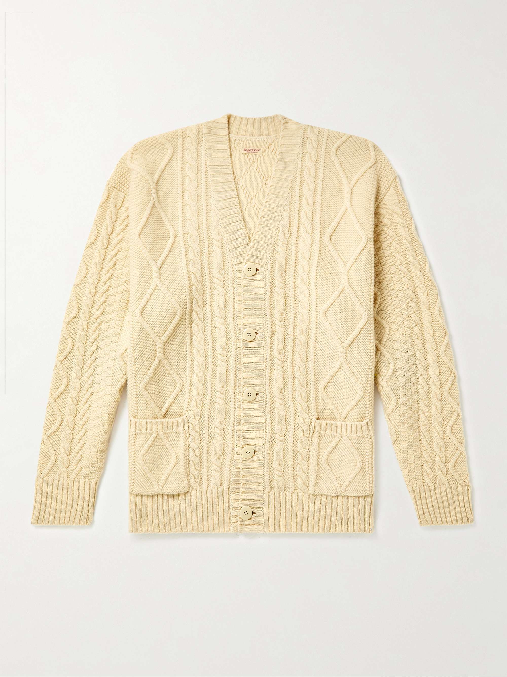 KAPITAL Intarsia Cable-Knit Wool-Blend Cardigan for Men | MR PORTER