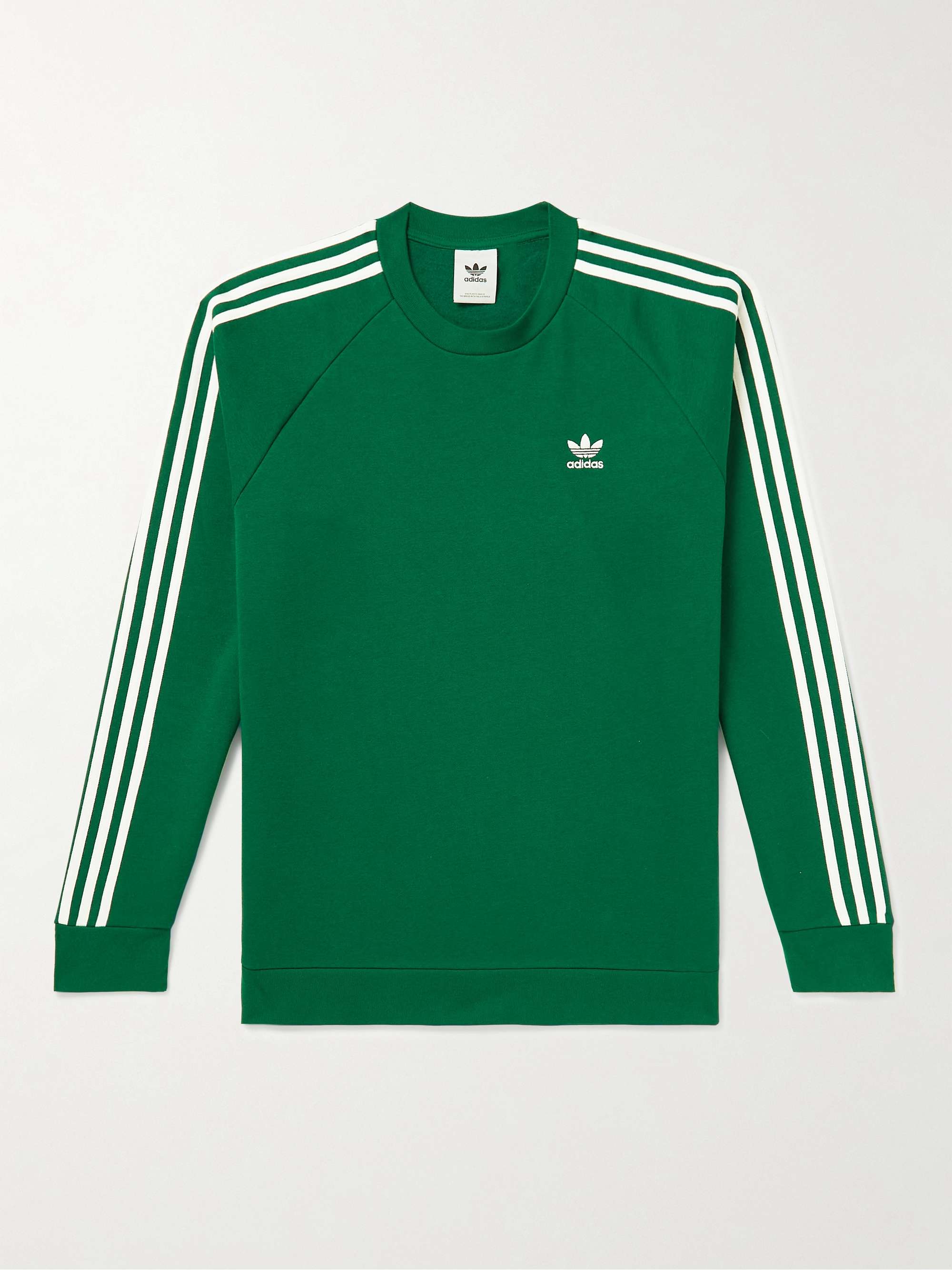 Green Striped Cotton-Blend Jersey Sweatshirt | ADIDAS ORIGINALS | MR PORTER