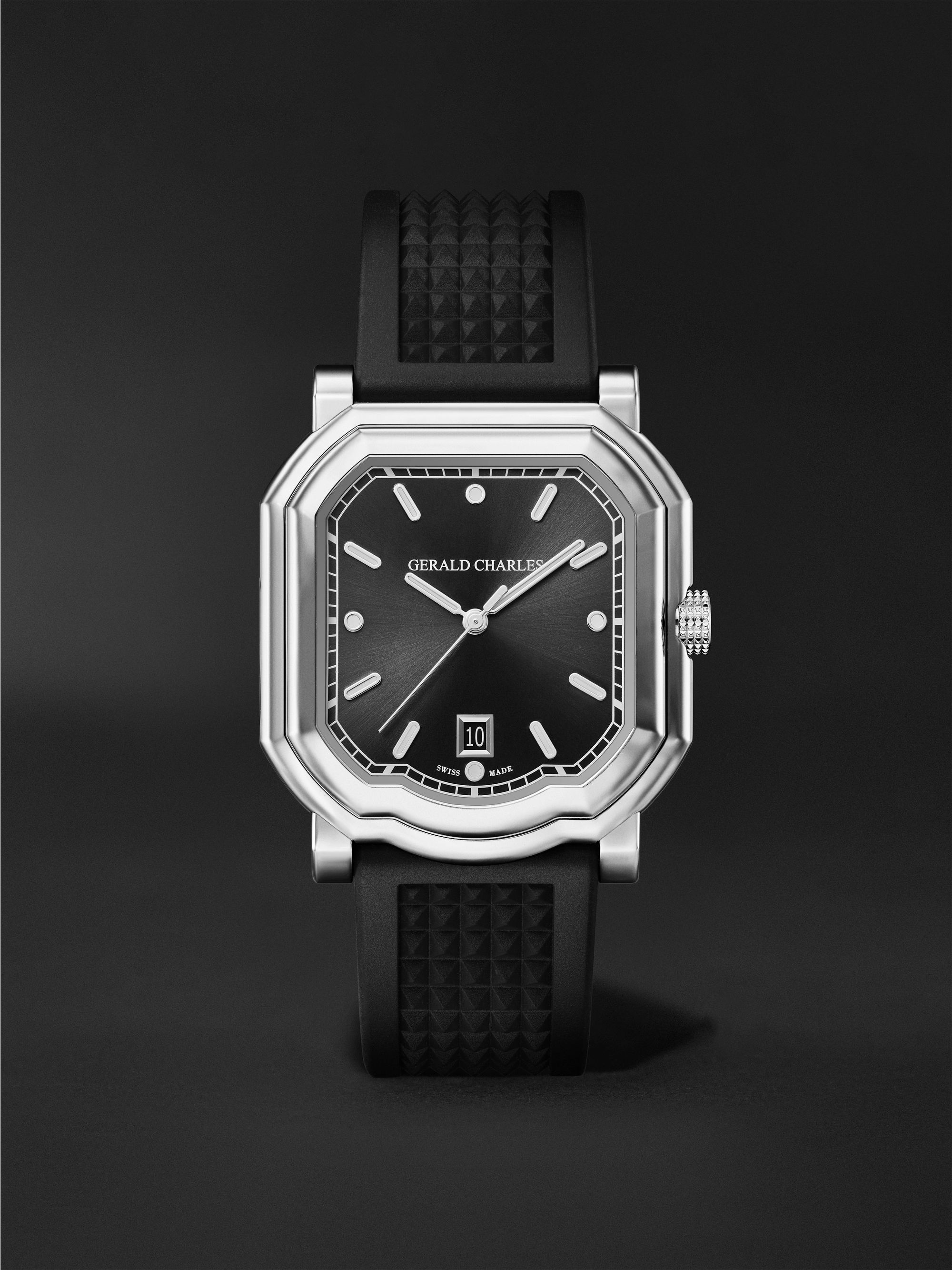 أسود ساعة Maestro 2.0 Ultra-Thin الأوتوماتيكية من التيتانيوم والمطاط بقياس  39 مم، الرقم المرجعي: GC2.0-A-00 | GERALD CHARLES | MR PORTER