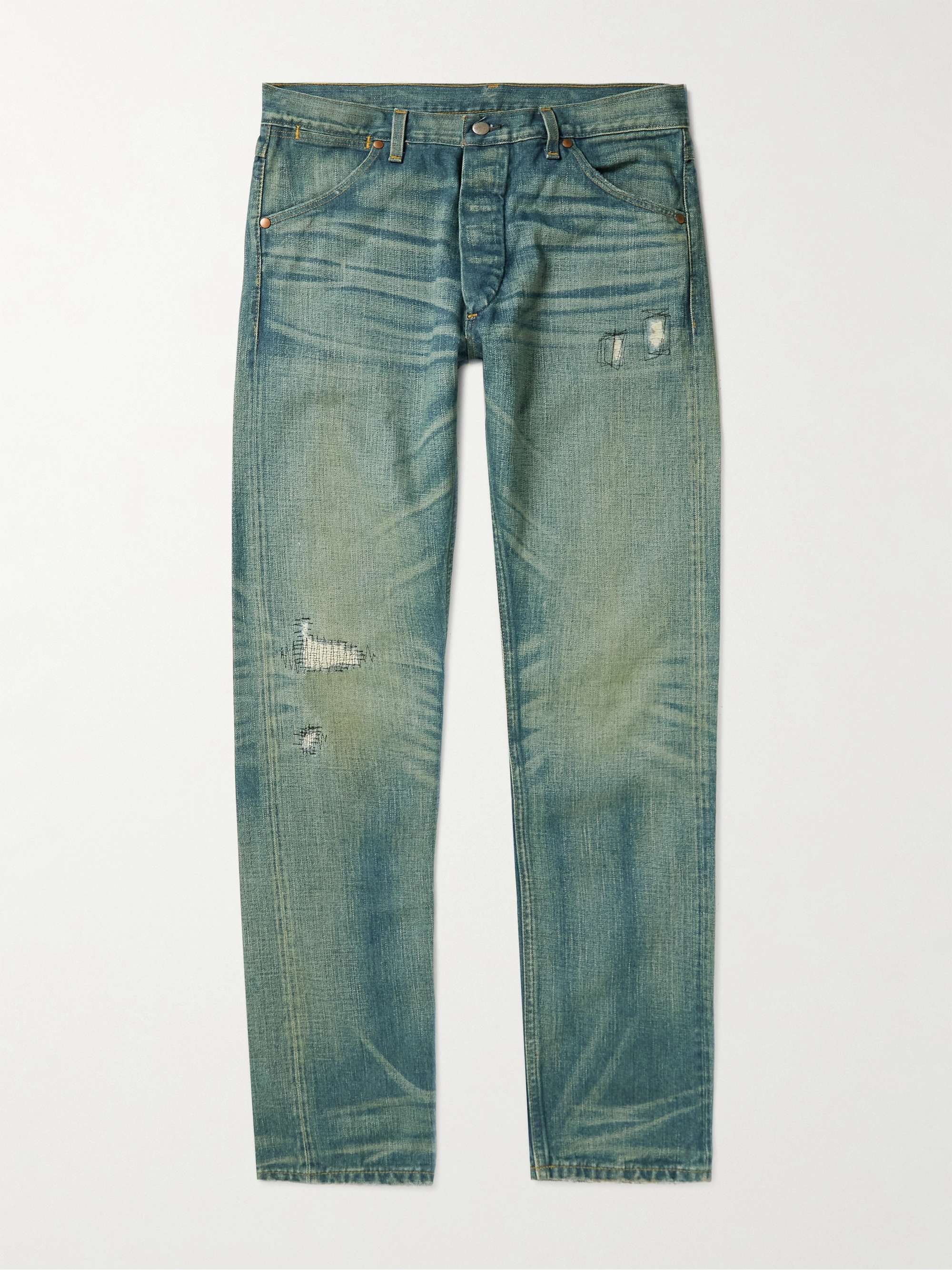 RRL Slim-Fit Distressed Selvedge Jeans | MR PORTER