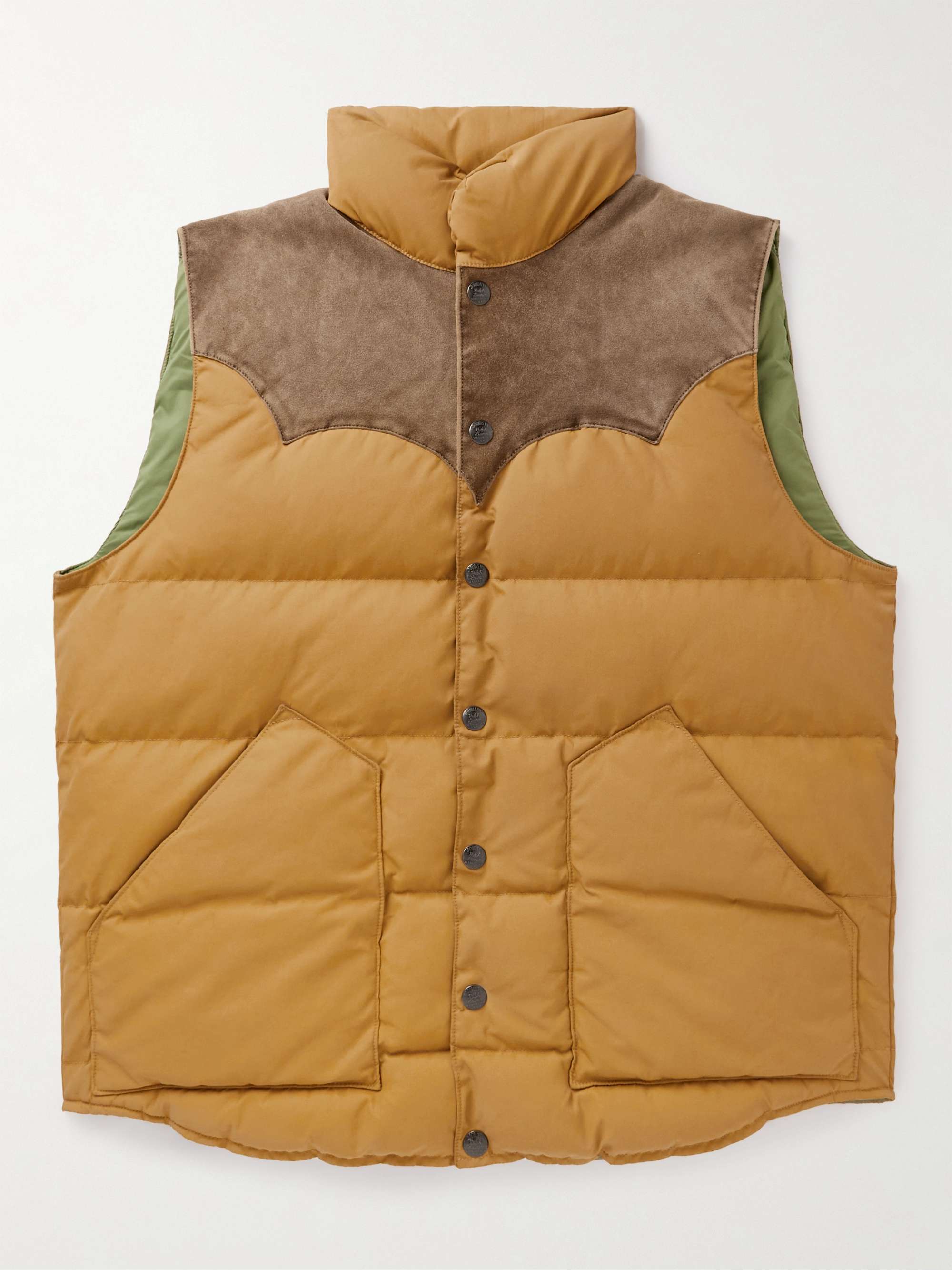 RRL Milburn Suede-Panelled Quilted Recycled Nylon Gilet | MR PORTER