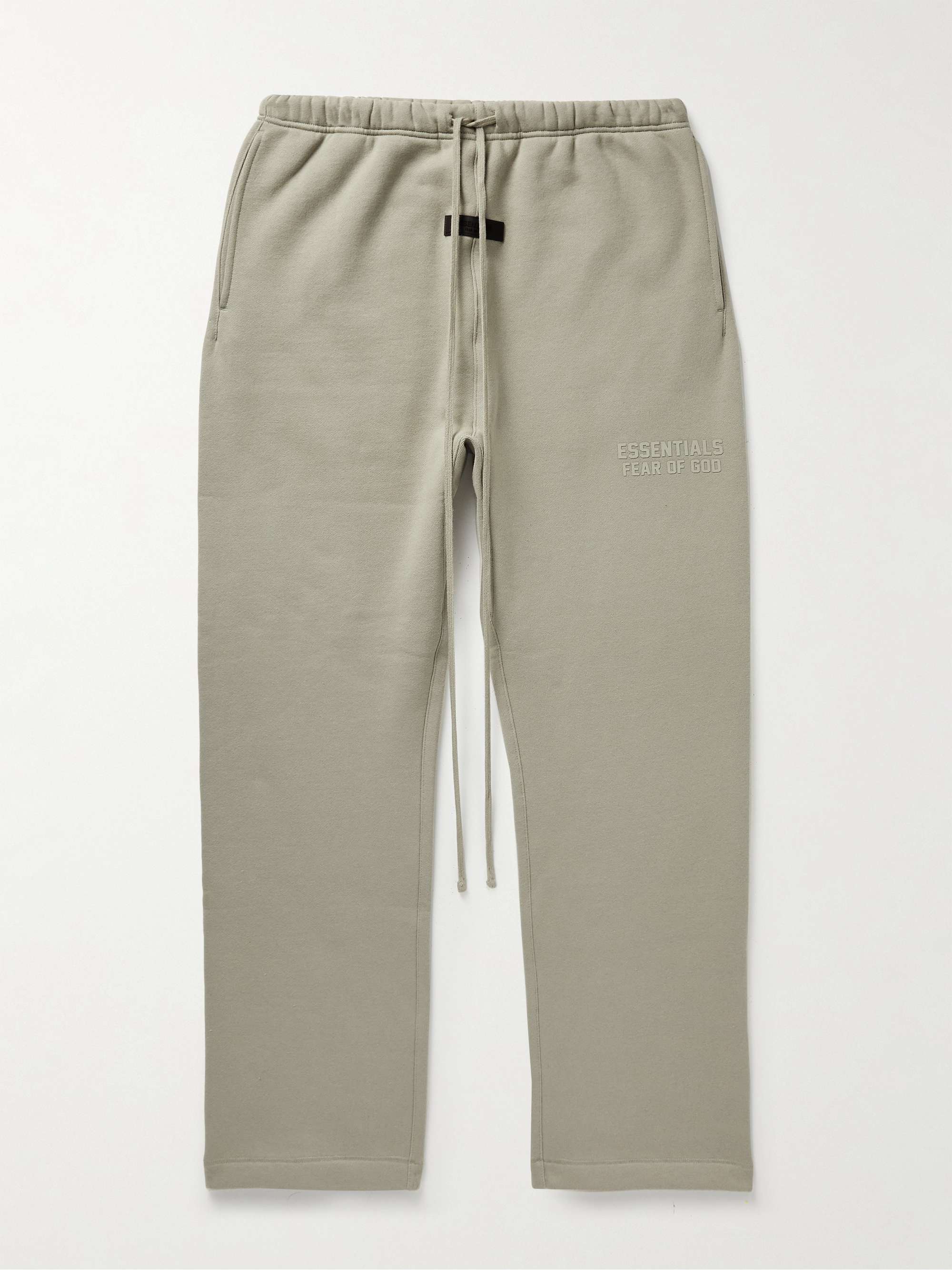 FEAR OF GOD ESSENTIALS Straight-Leg Logo-Flocked Cotton-Blend Jersey  Sweatpants for Men | MR PORTER