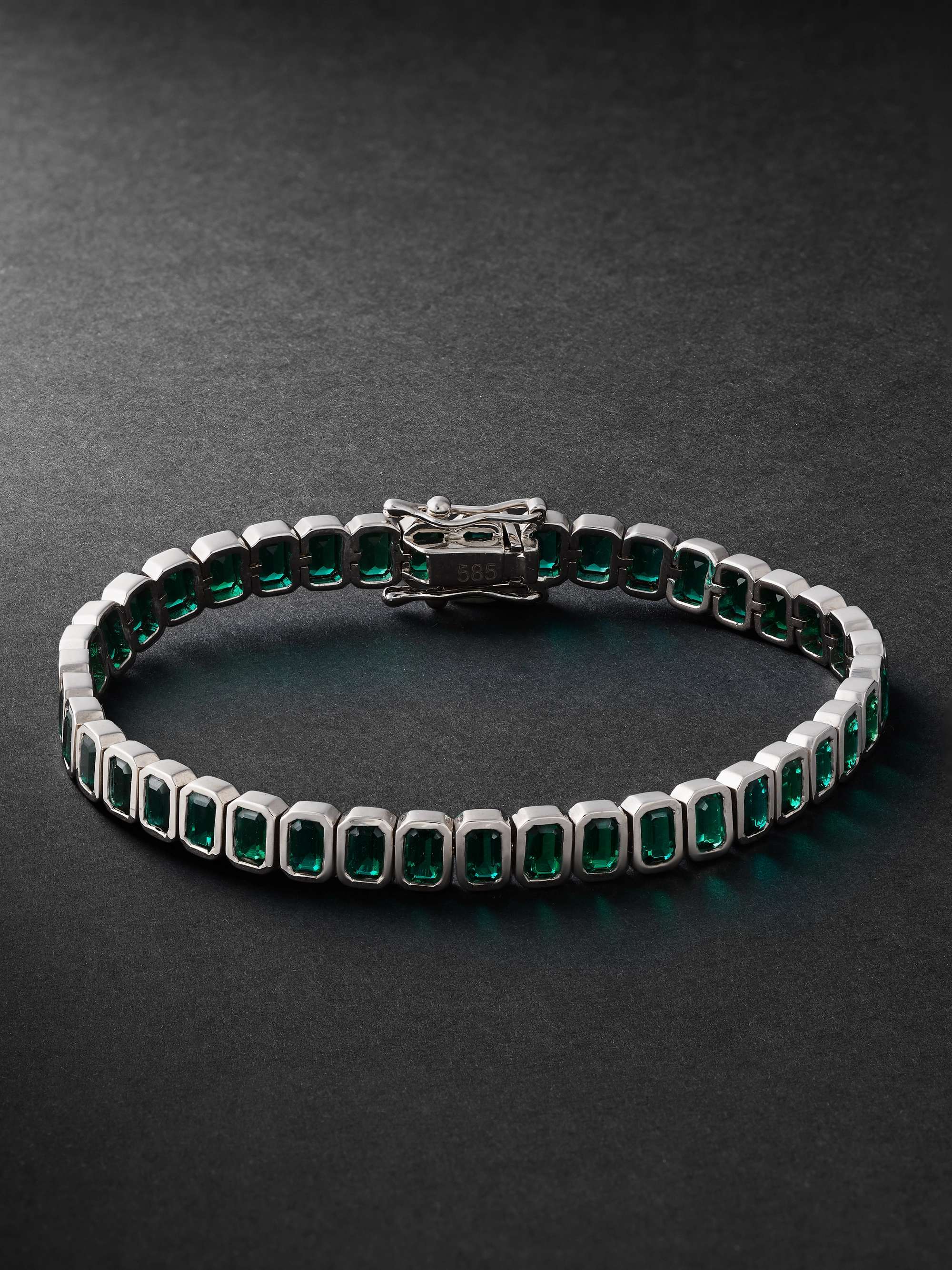 Green 14-Karat White Gold Emerald Tennis Bracelet | 42 SUNS | MR PORTER