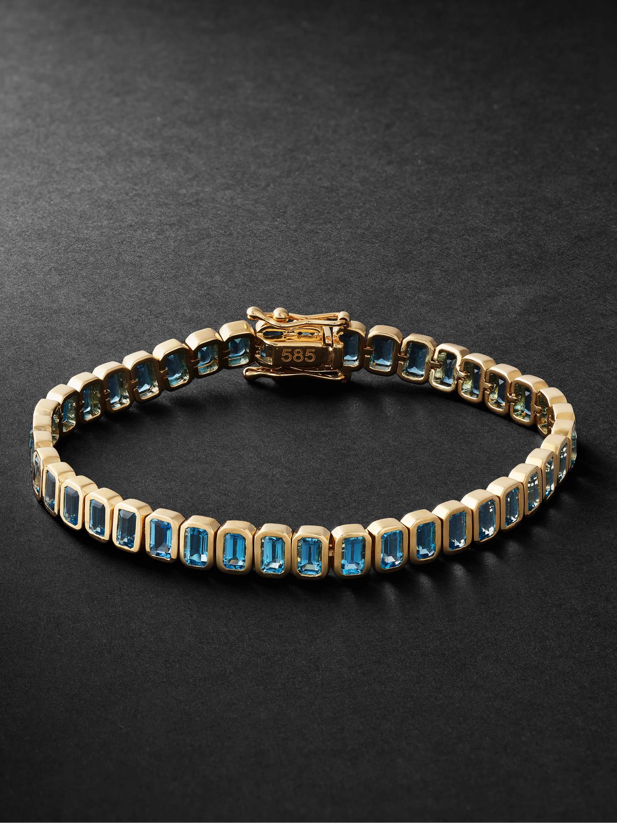42 SUNS 14-Karat Gold Blue Topaz Tennis Bracelet for Men | MR PORTER