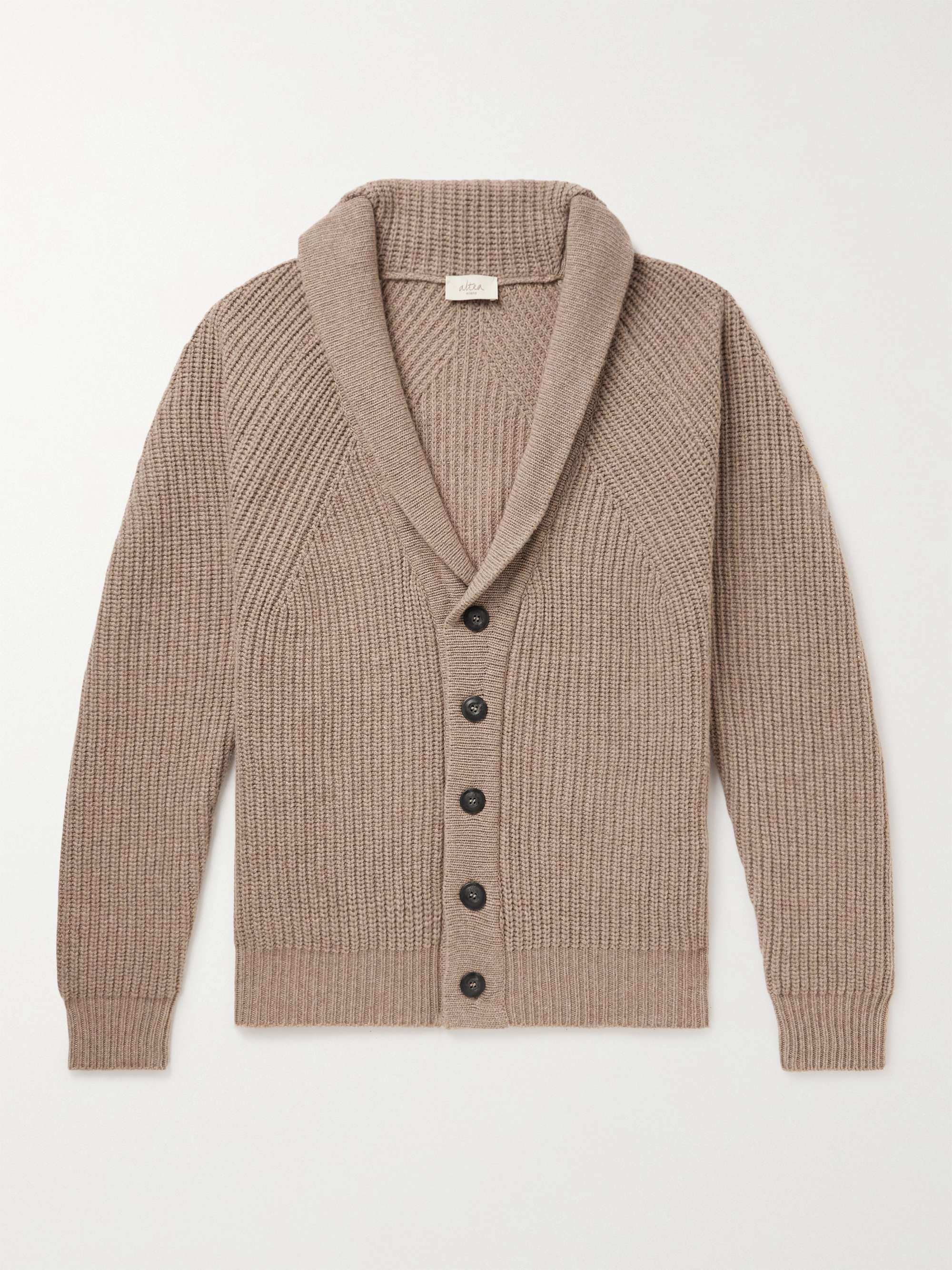 ALTEA Shawl-Collar Ribbed Wool and Cashmere-Blend Cardigan for Men | MR  PORTER