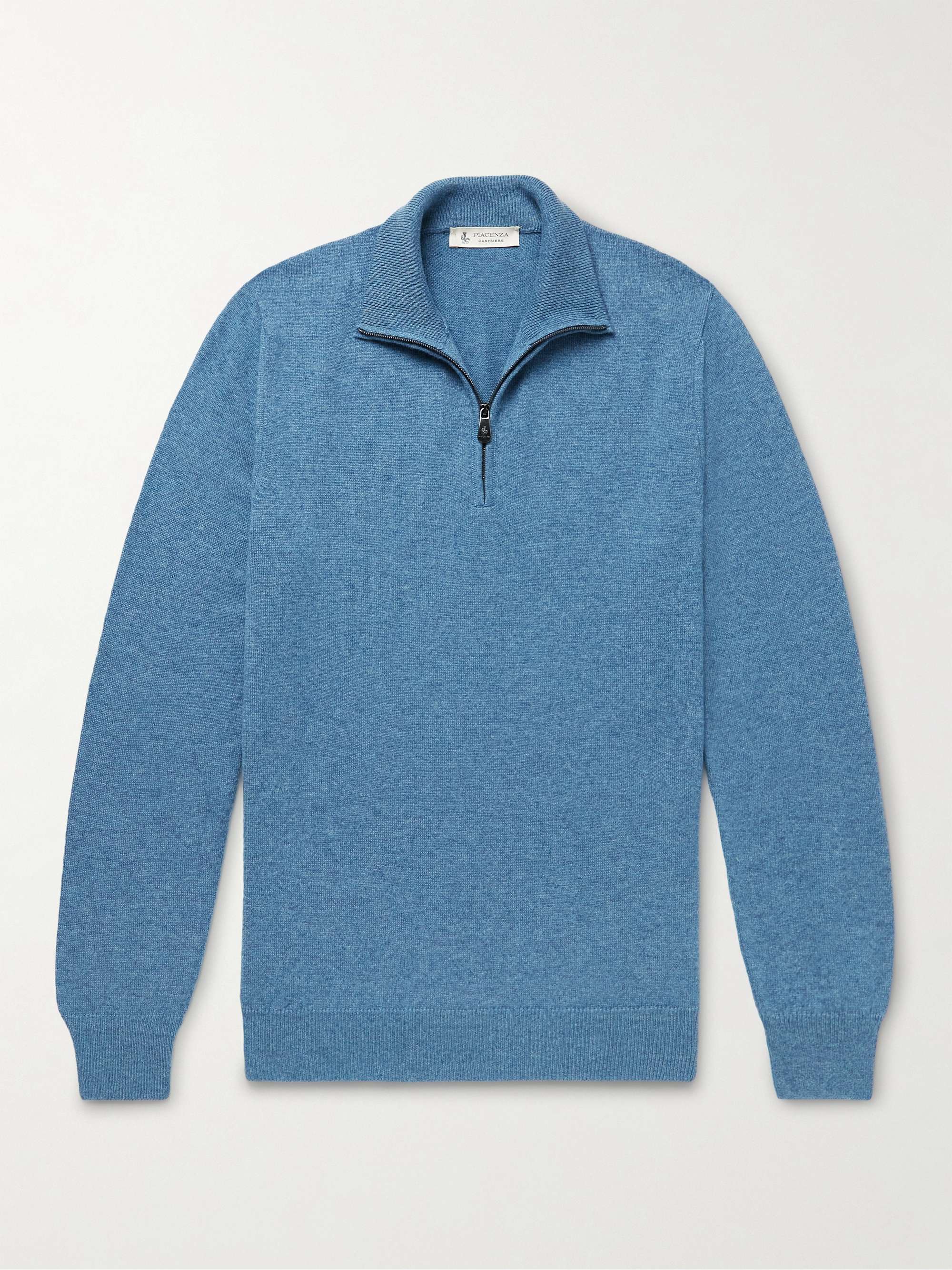 Blue Slim-Fit Cashmere Half-Zip Sweater | PIACENZA CASHMERE | MR PORTER