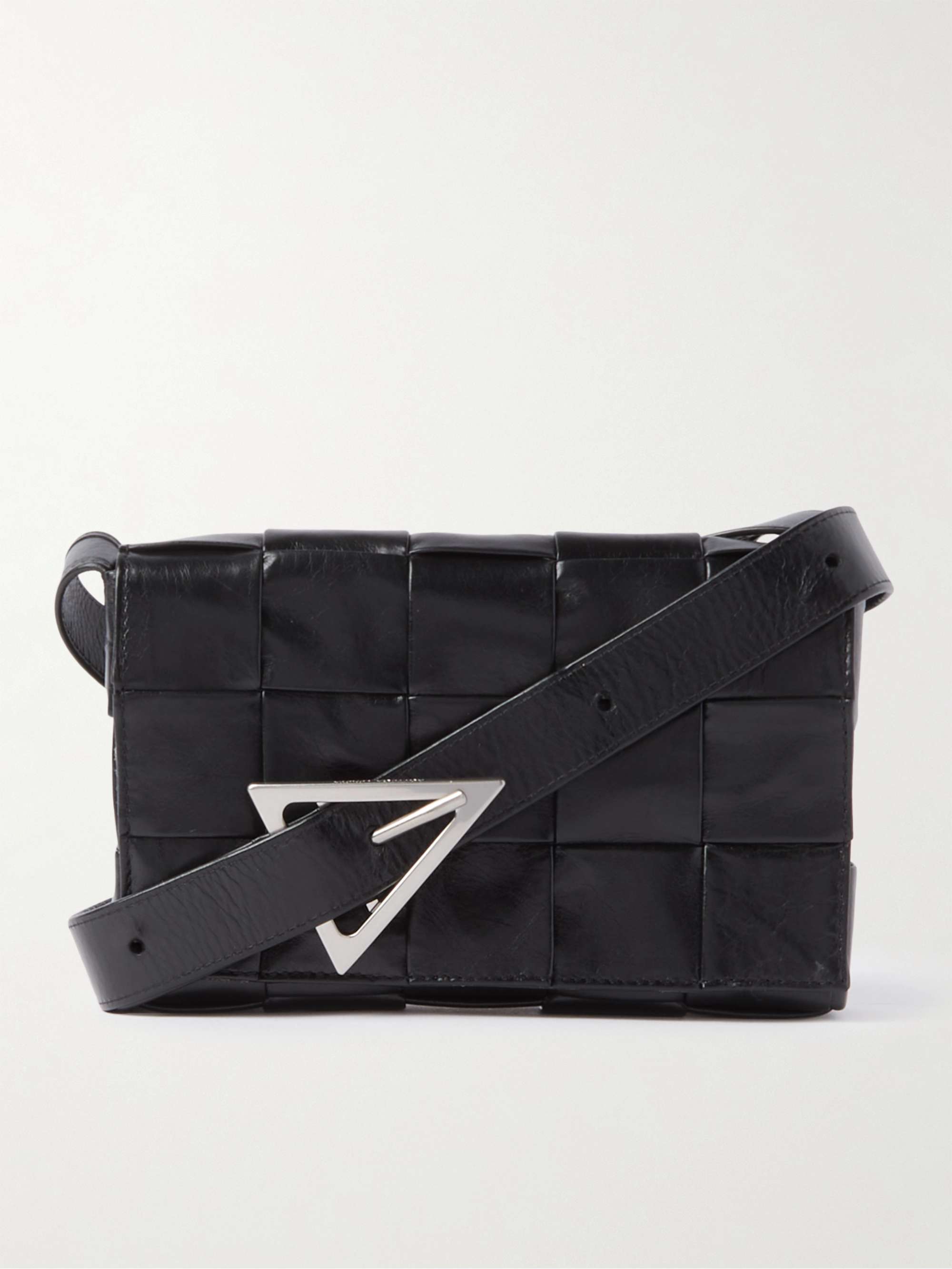 Black Cassette Intrecciato-leather cross-body bag, Bottega Veneta