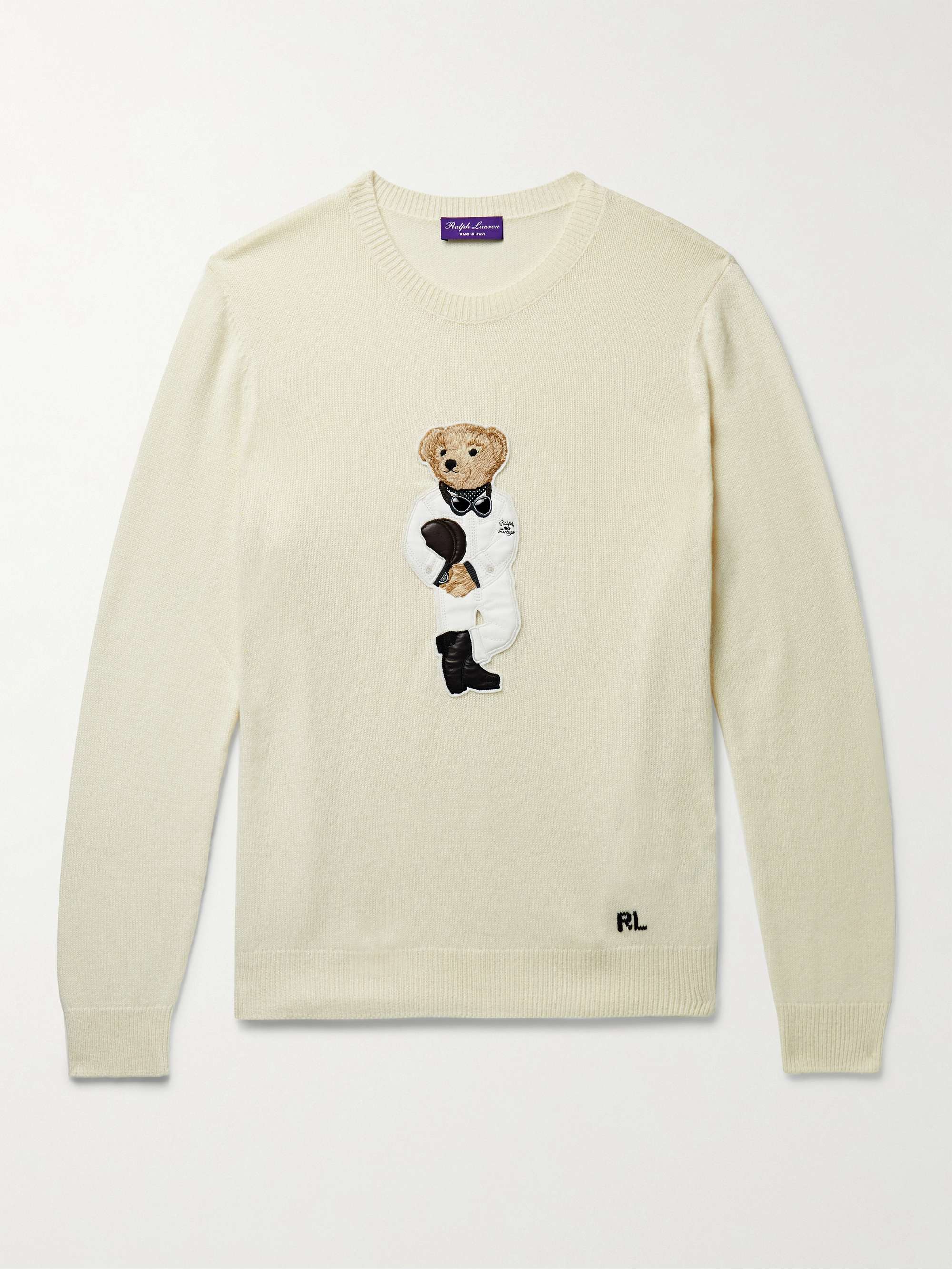 RALPH LAUREN PURPLE LABEL Logo-Appliqued Cashmere Sweater | MR PORTER