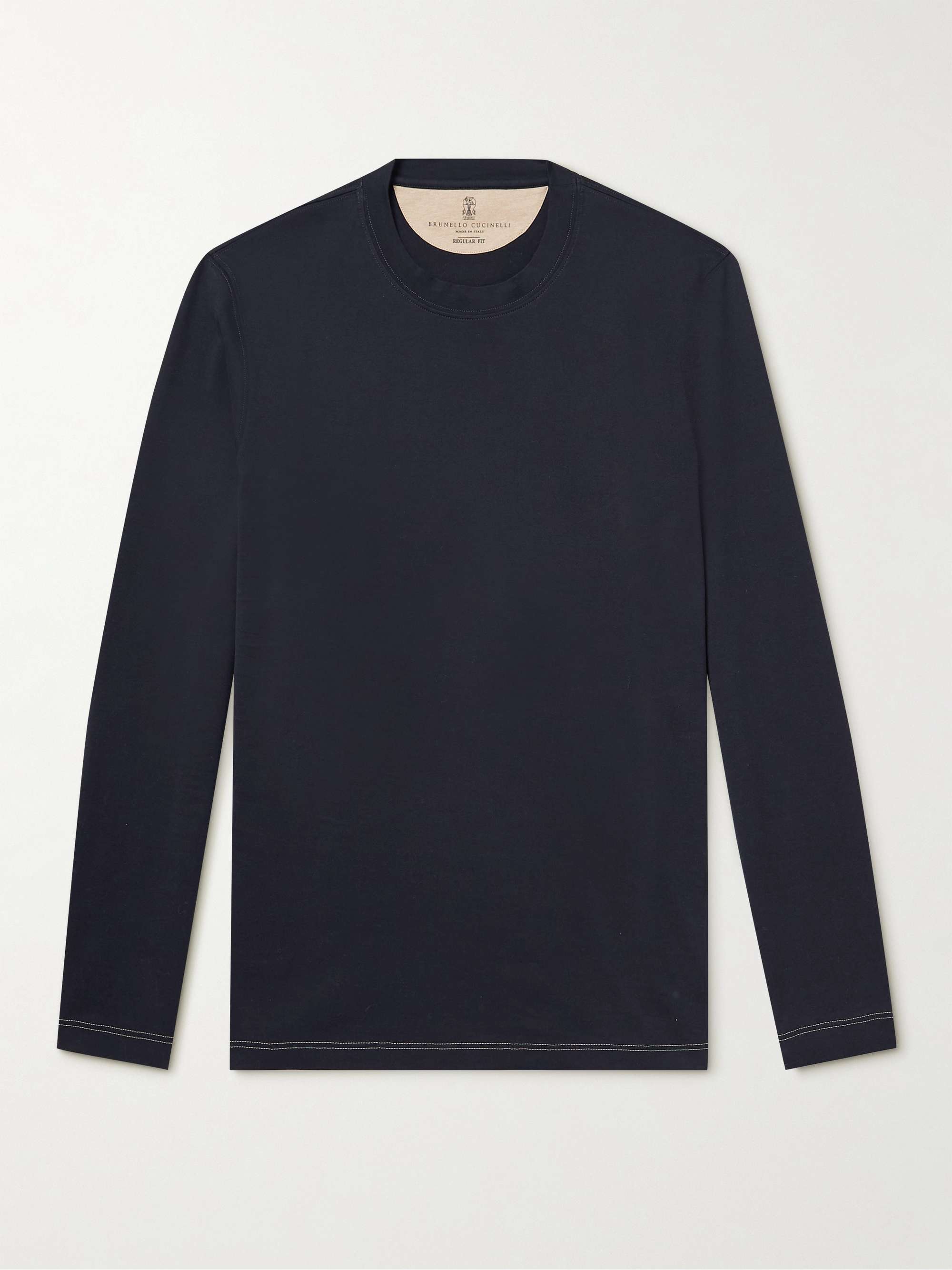 Navy Cotton-Jersey T-Shirt | BRUNELLO CUCINELLI | MR PORTER