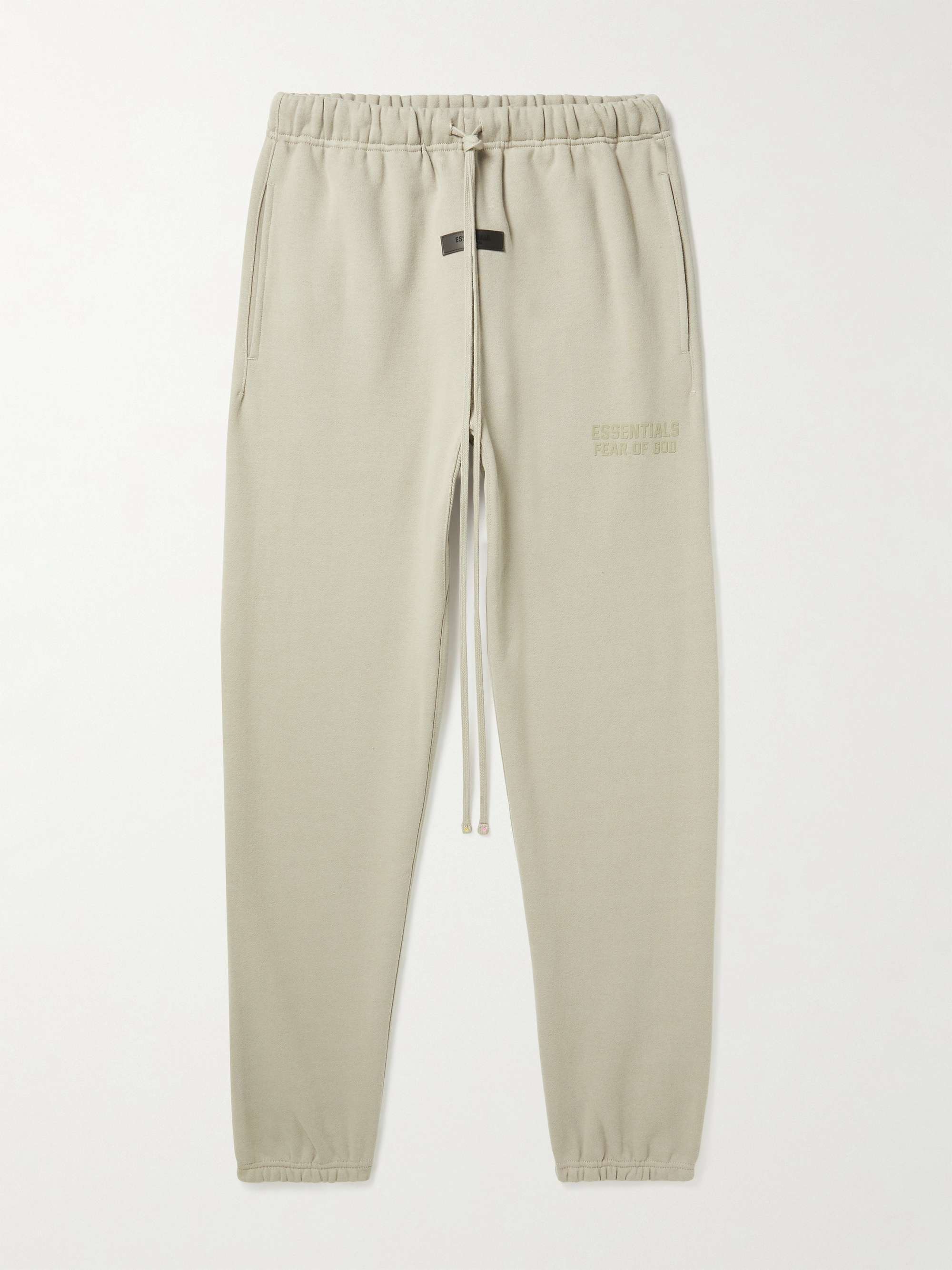 FEAR OF GOD ESSENTIALS Slim-Fit Tapered Logo-Flocked Cotton-Blend Jersey  Sweatpants for Men | MR PORTER