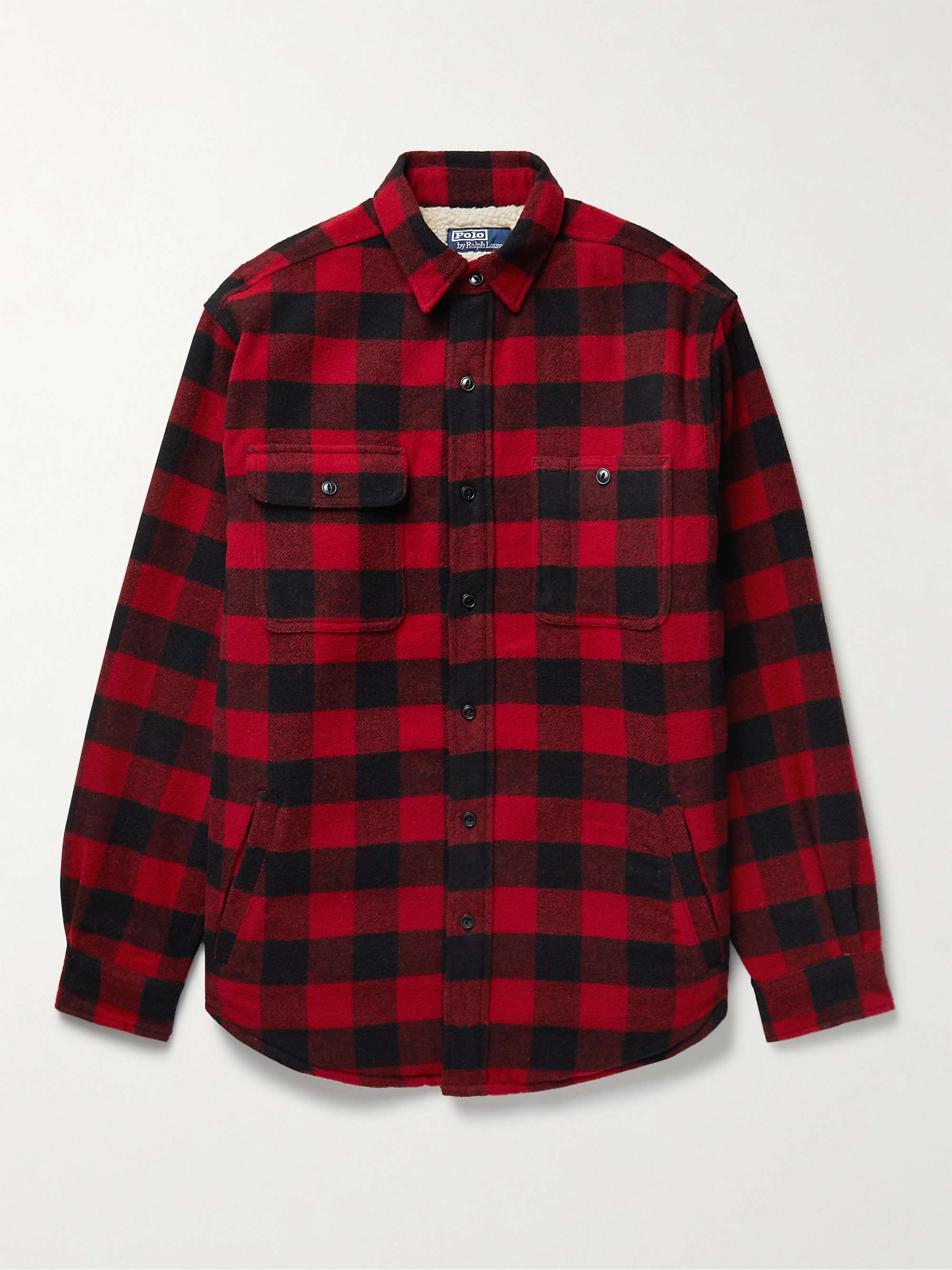 Red Checked Wool-Blend Flannel Overshirt | POLO RALPH LAUREN | MR PORTER