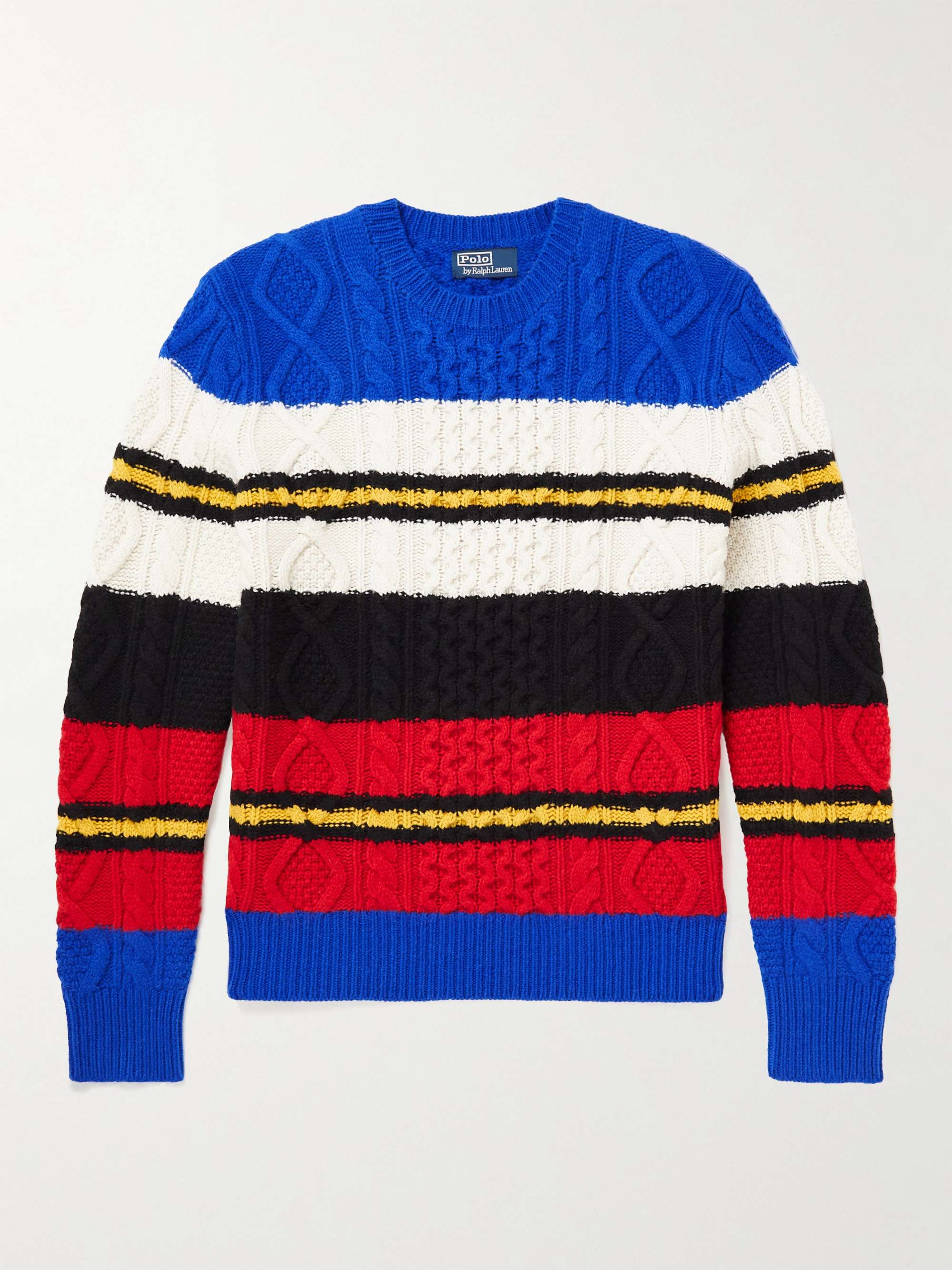 POLO RALPH LAUREN Striped Cable-Knit Wool and Alpaca-Blend Sweater | MR  PORTER