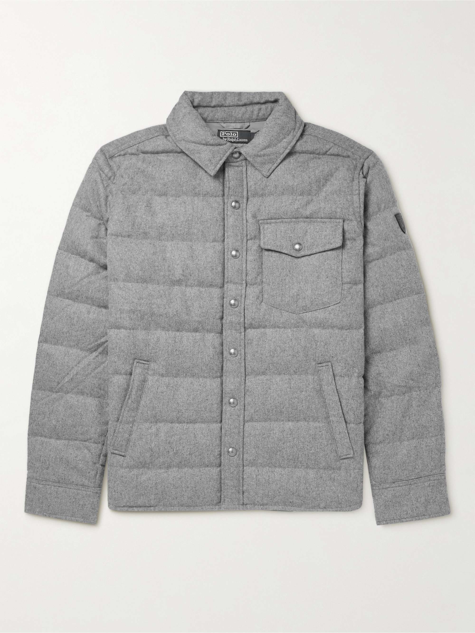 Gray Leather-Trimmed Quilted Wool-Blend Down Jacket | POLO RALPH LAUREN |  MR PORTER
