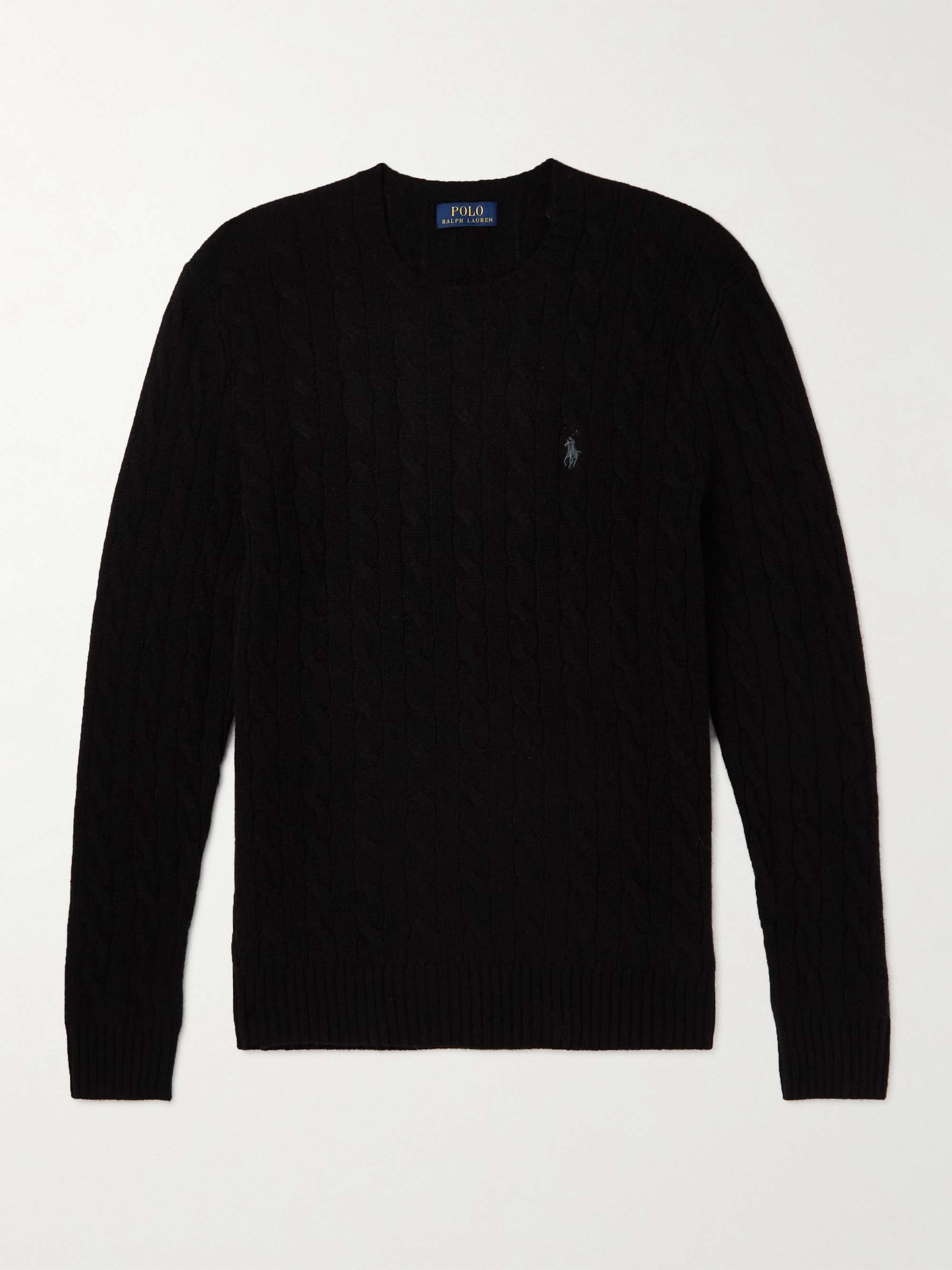 Black Cable-Knit Wool and Cashmere-Blend Sweater | POLO RALPH LAUREN | MR  PORTER