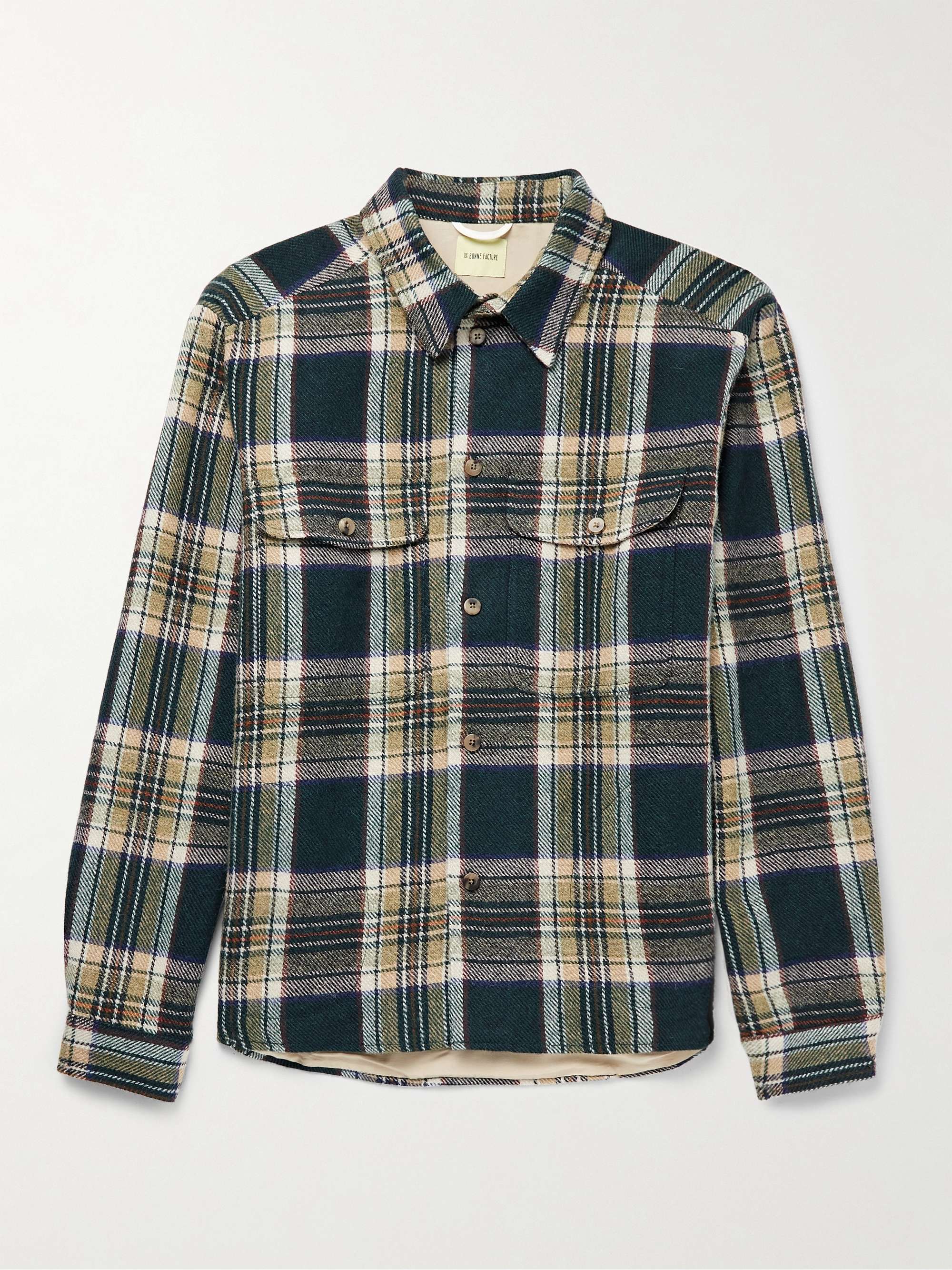 Green Checked Wool Shirt Jacket | DE BONNE FACTURE | MR PORTER
