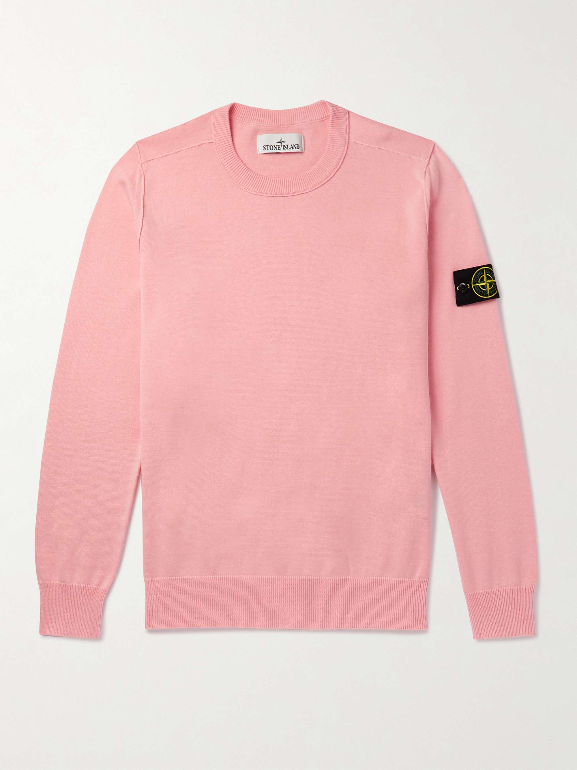 Pink Logo-Appliquéd Cotton Sweater | STONE ISLAND | MR PORTER