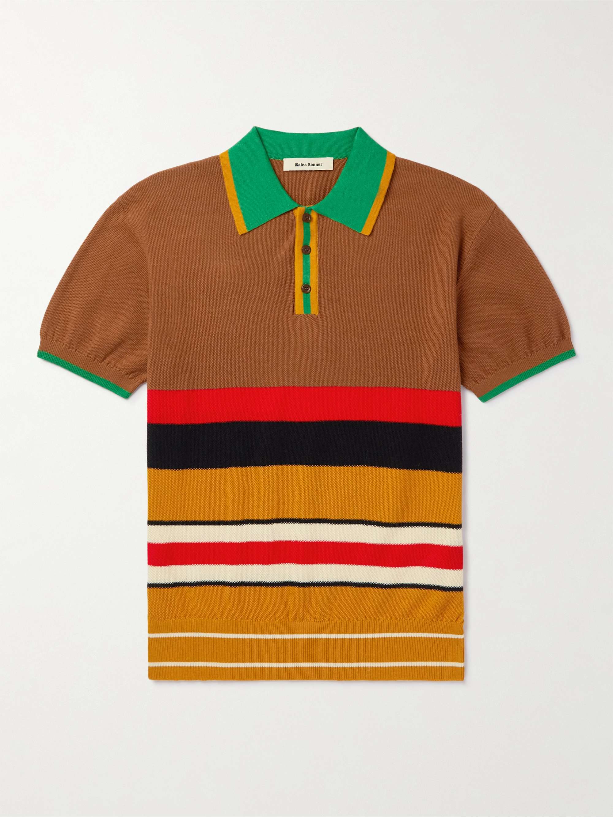 WALES BONNER Sun Striped Cotton-Jacquard Polo Shirt | MR PORTER