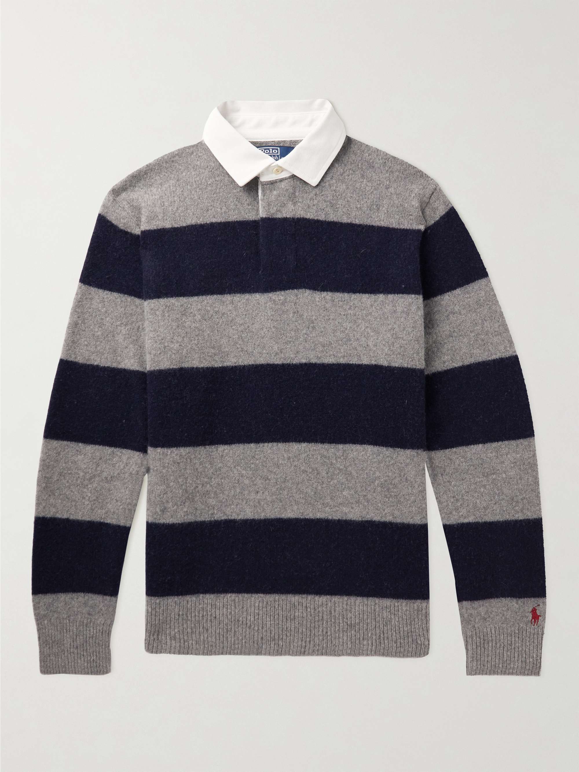 Navy Striped Wool and Cashmere-Blend Polo Shirt | POLO RALPH LAUREN | MR  PORTER