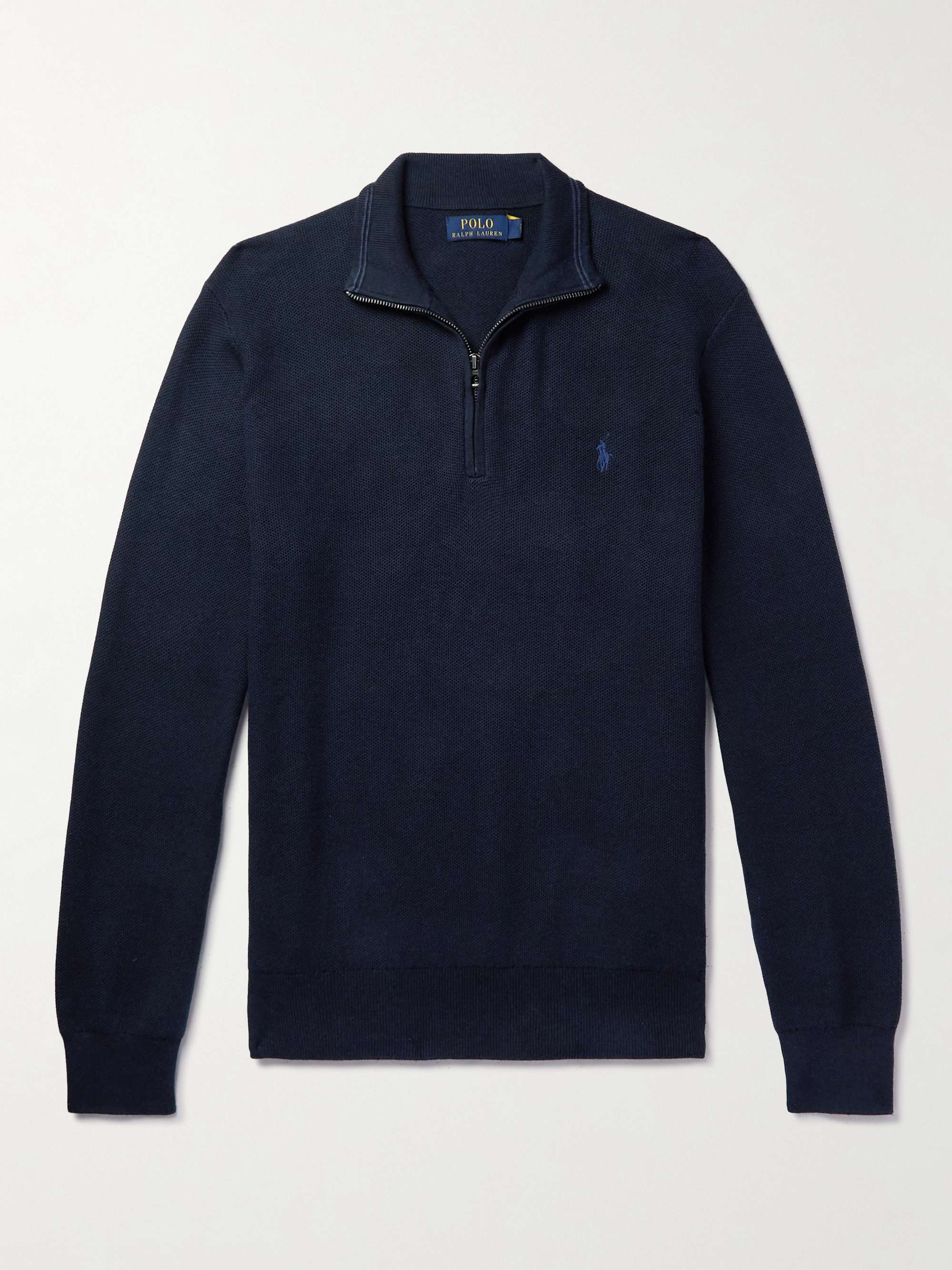 POLO RALPH LAUREN Logo-Embroidered Cotton-Jersey Half-Zip Sweater for Men |  MR PORTER