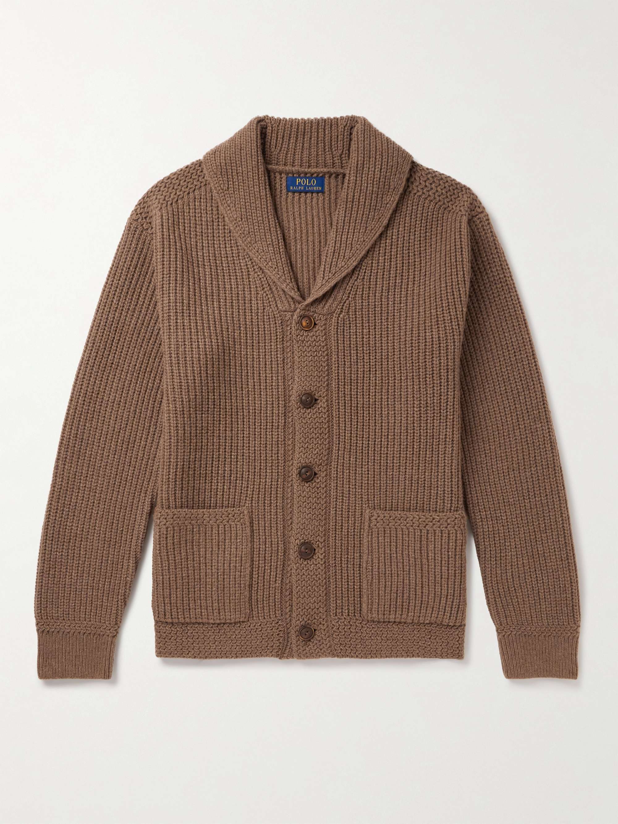 POLO RALPH LAUREN Shawl-Collar Ribbed Wool and Cashmere-Blend Cardigan for  Men | MR PORTER