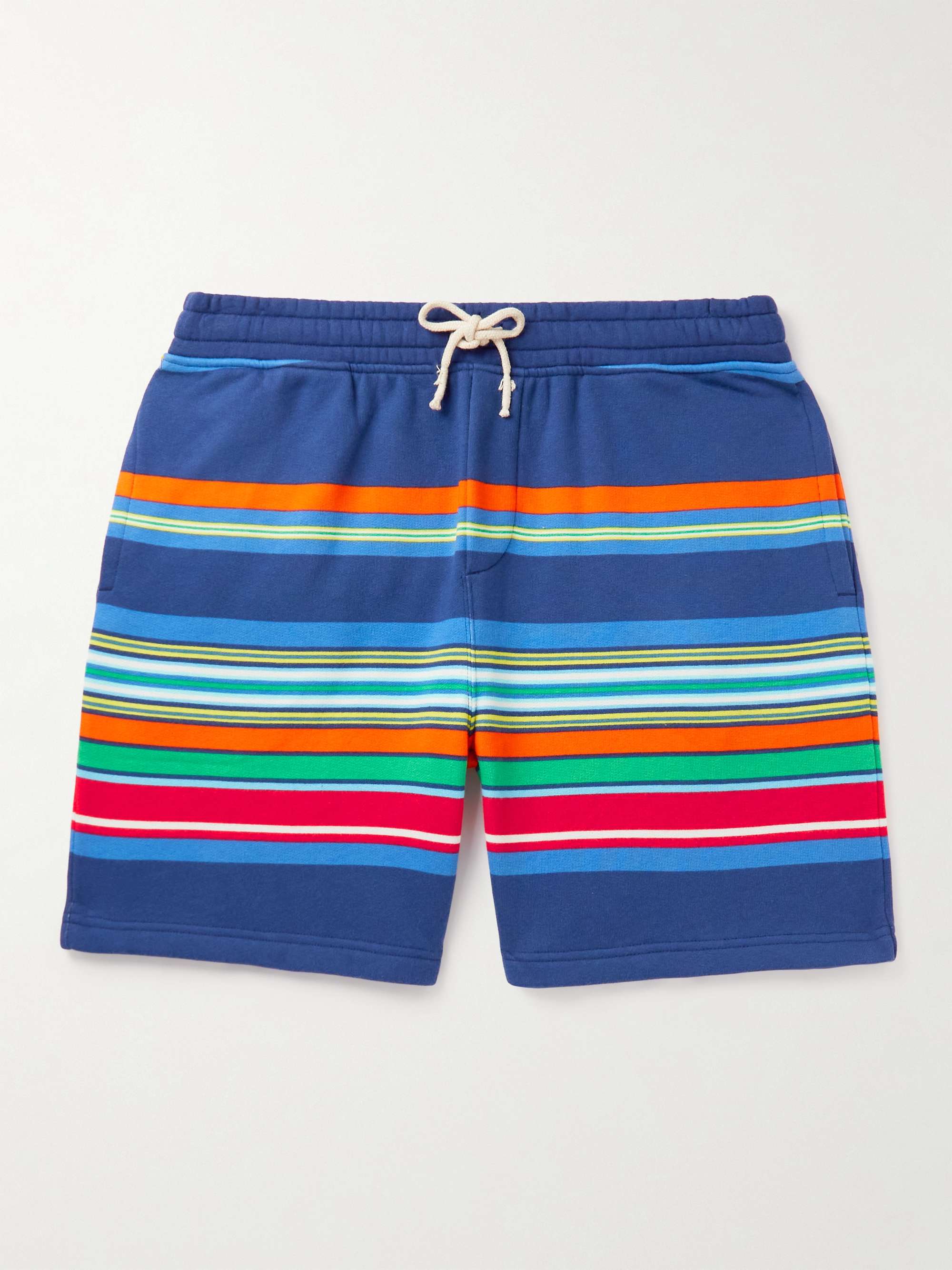 POLO RALPH LAUREN Straight-Leg Striped Cotton-Blend Jersey Drawstring Shorts  | MR PORTER