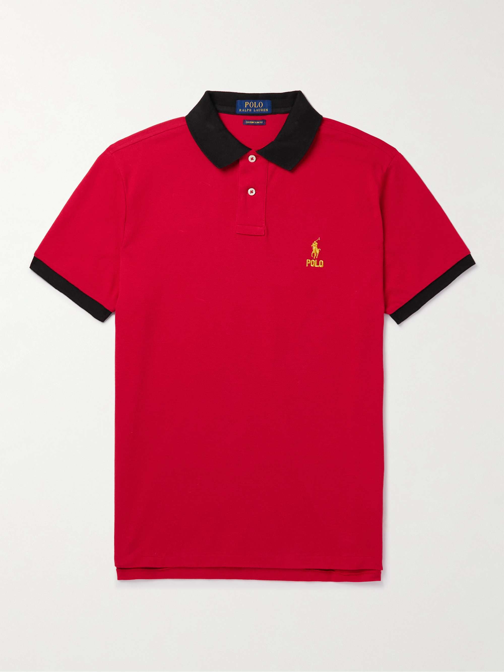 Red Slim-Fit Logo-Embroidered Cotton-Piqué Polo Shirt | POLO RALPH LAUREN |  MR PORTER