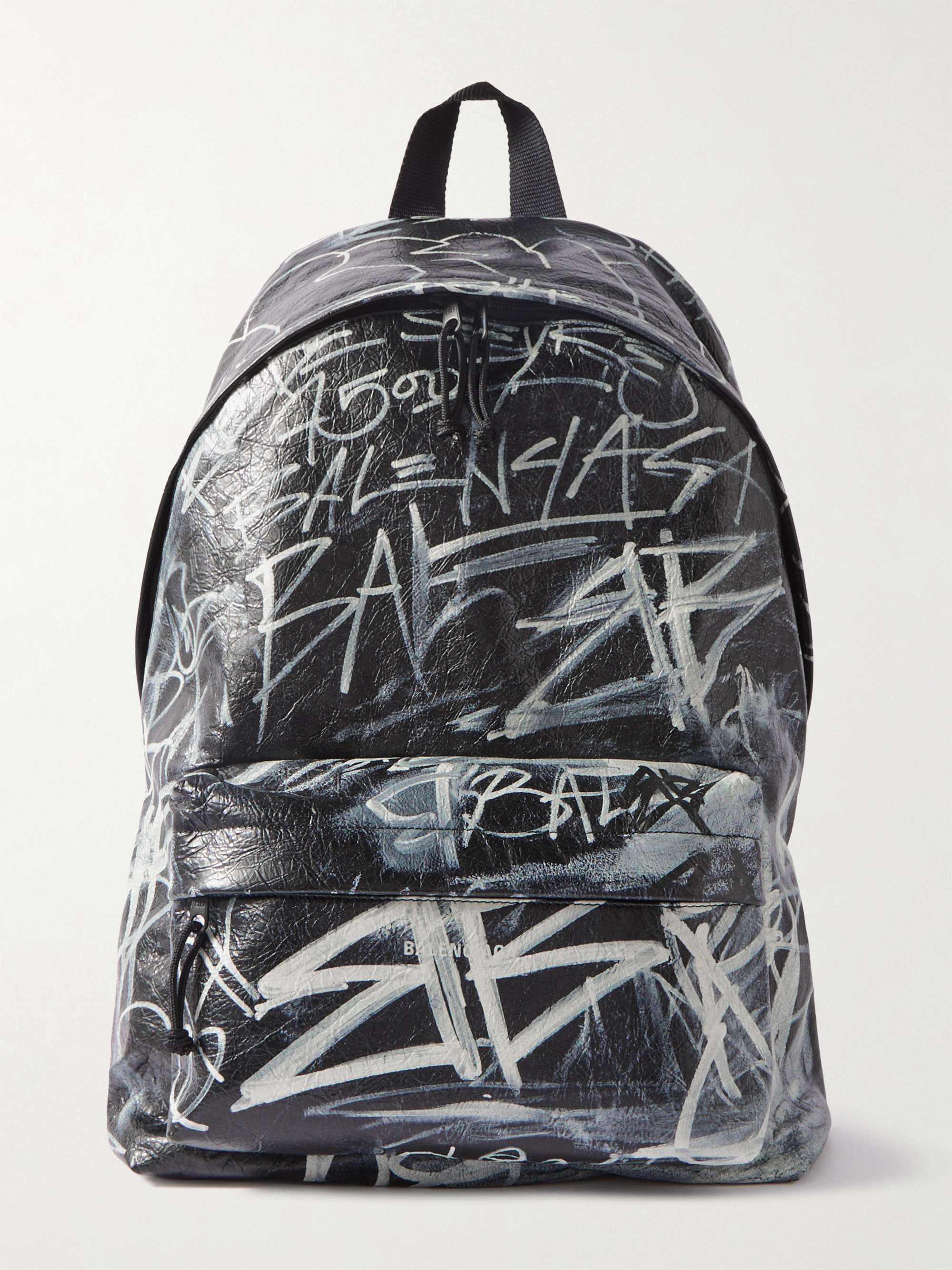 BALENCIAGA Explorer Graffiti-Print Textured-Leather Backpack for Men | MR  PORTER