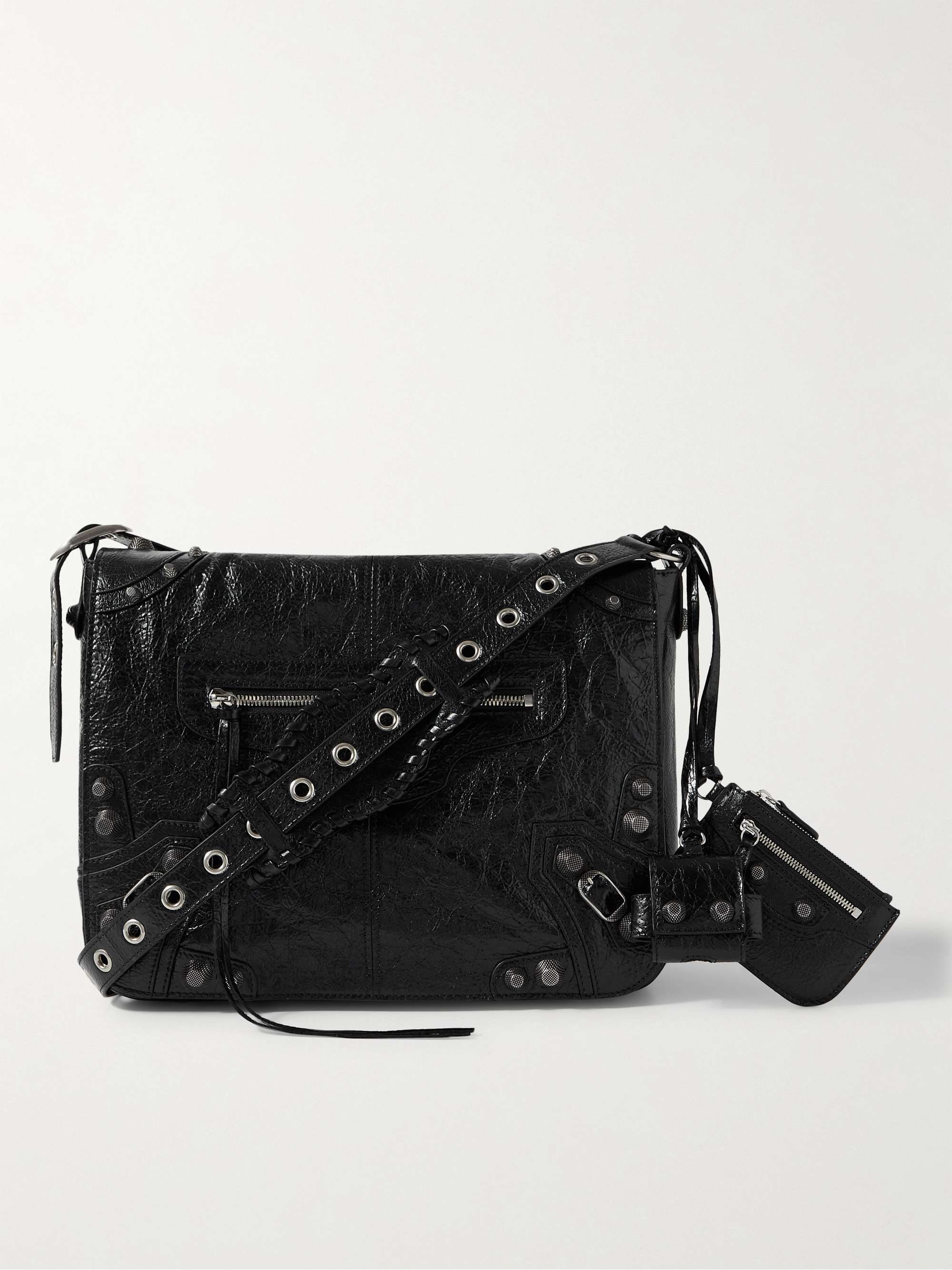 BALENCIAGA Embellished Textured-Leather Messenger Bag for Men MR PORTER