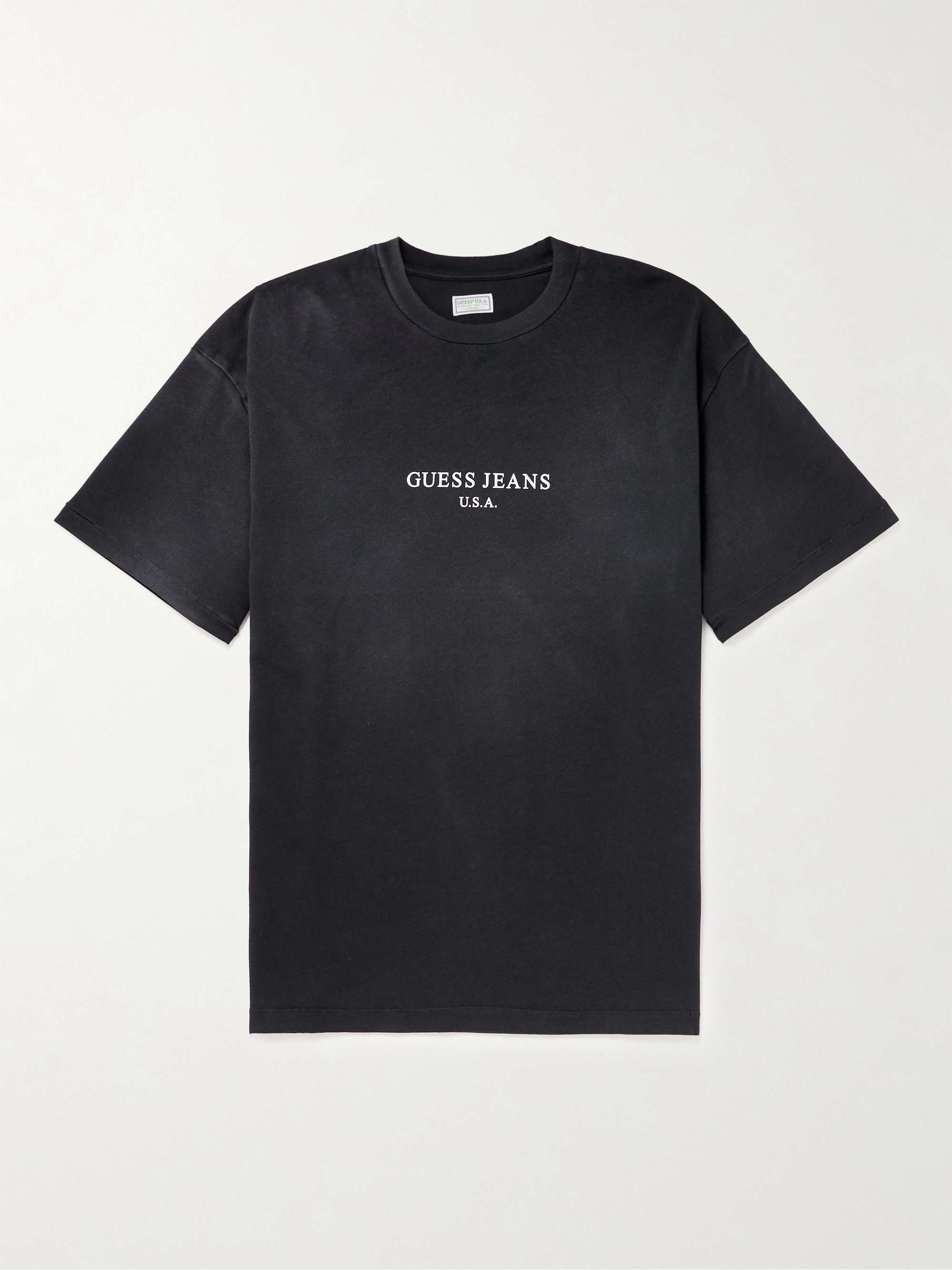 GUESS USA Gusa Vintage Logo-Print Distressed Cotton-Jersey T-Shirt | MR  PORTER