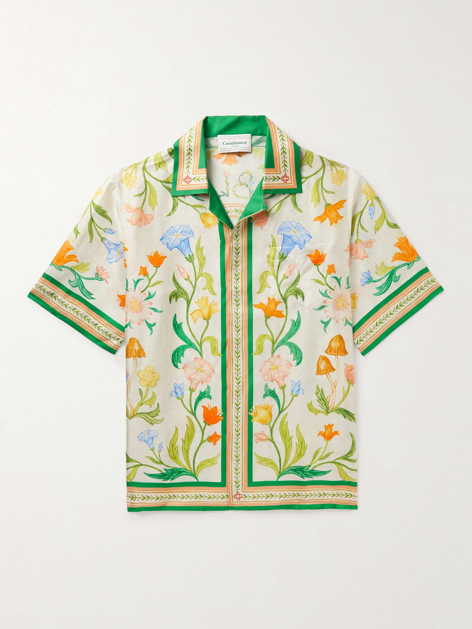 CASABLANCA Convertible-Collar Floral-Print Silk-Twill Shirt | MR PORTER