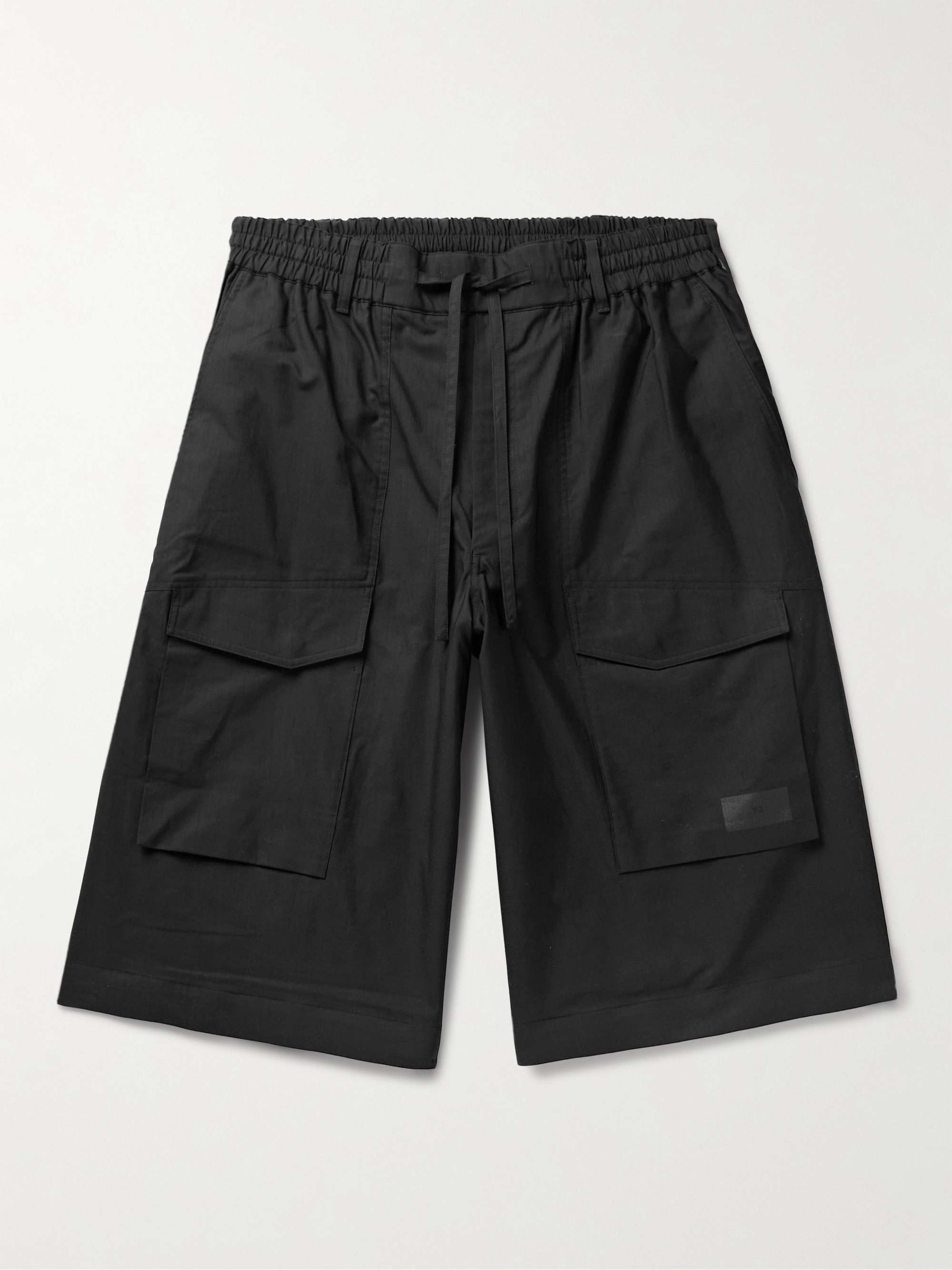 Y-3 Wide-Leg Cotton-Blend Drawstring Cargo Shorts for Men | MR PORTER