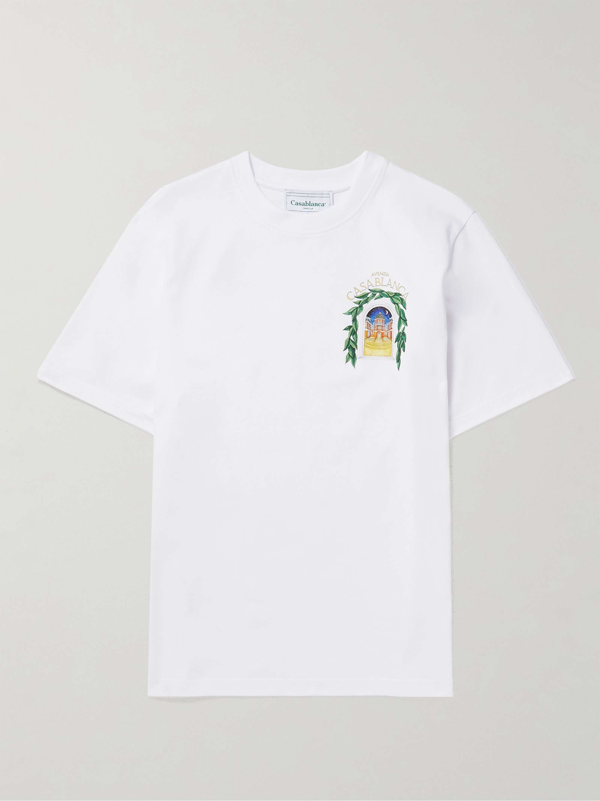 White Avenida Logo-Print Cotton-Jersey T-Shirt | CASABLANCA | MR PORTER