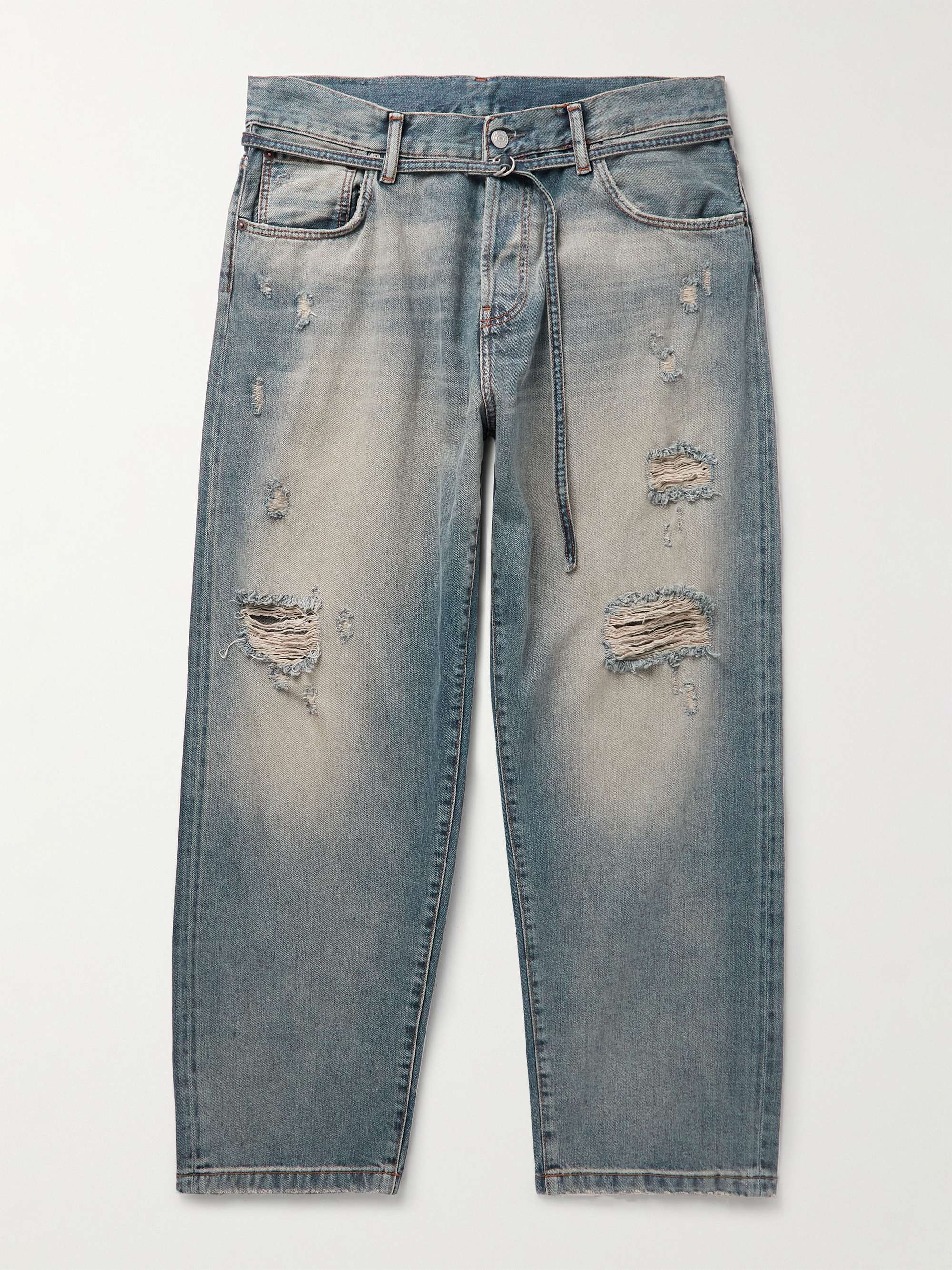 ACNE STUDIOS 1991 Toj Detroit Straight-Leg Belted Distressed Jeans for Men  | MR PORTER