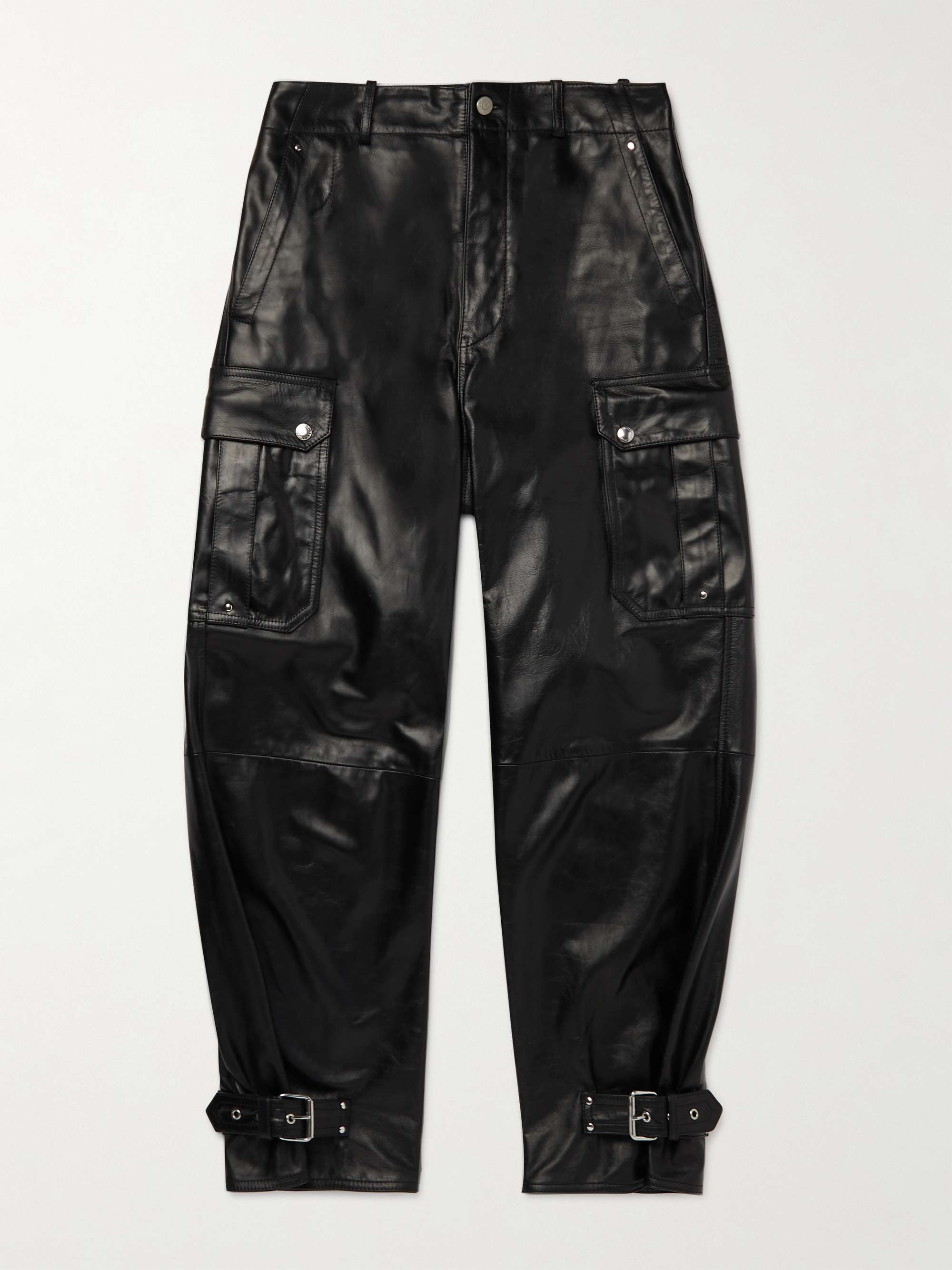 Black Tapered Buckled Leather Cargo Trousers | ALEXANDER MCQUEEN | MR PORTER