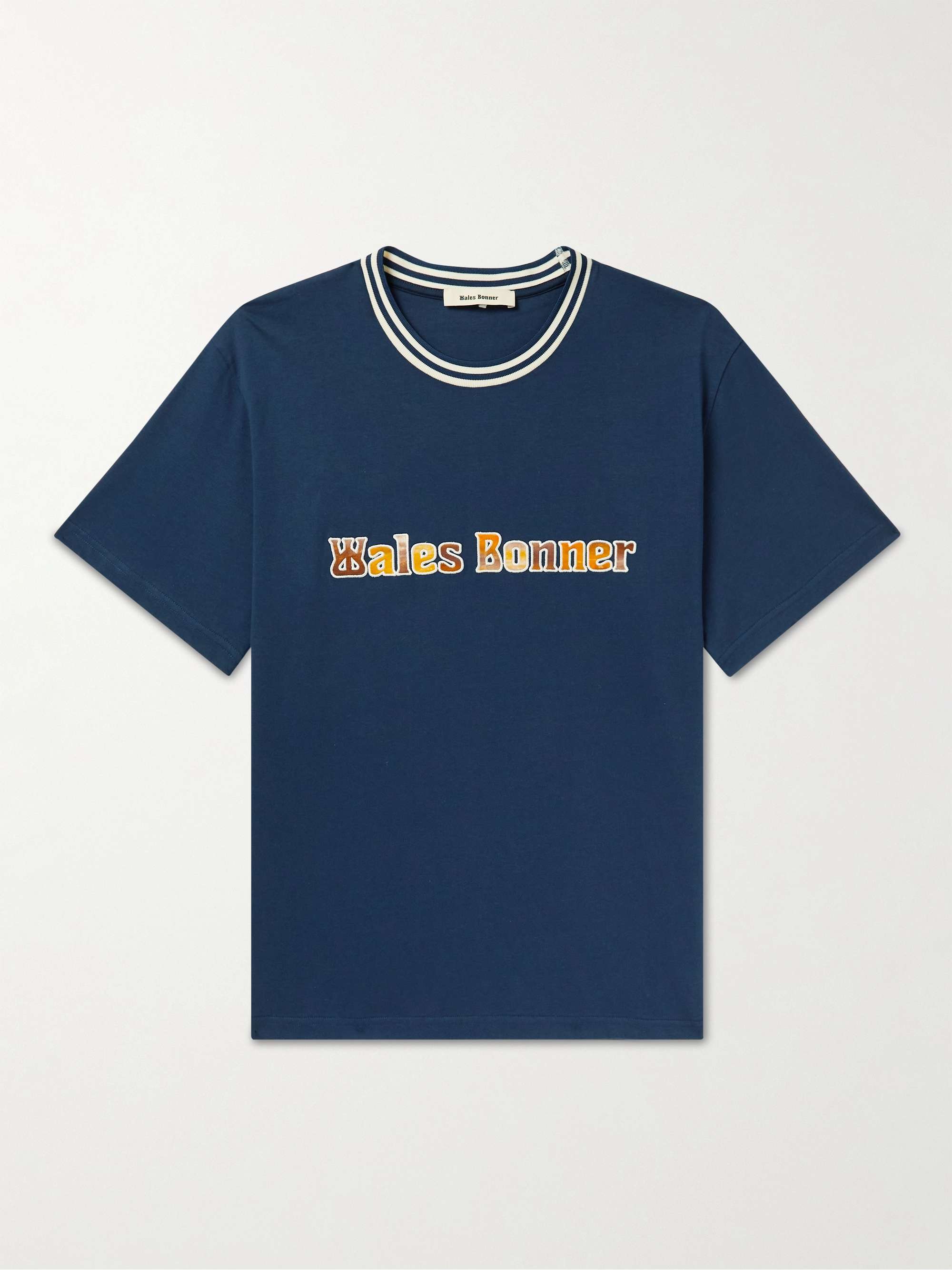 WALES BONNER Logo-Embroidered Cotton-Jersey T-Shirt | MR PORTER
