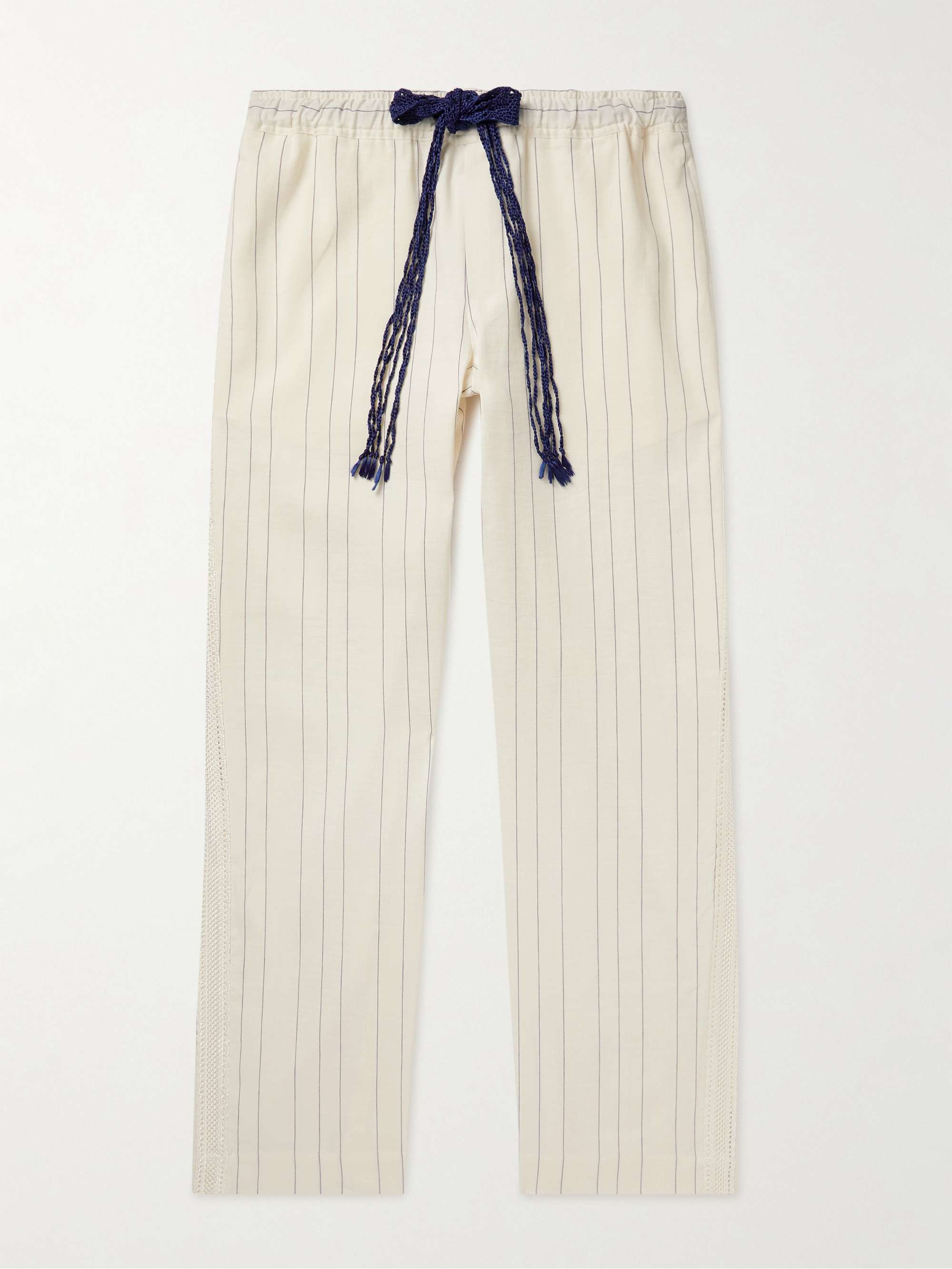 WALES BONNER Straight-Leg Crochet-Trimmed Linen and Cotton-Blend Pyjama  Trousers | MR PORTER