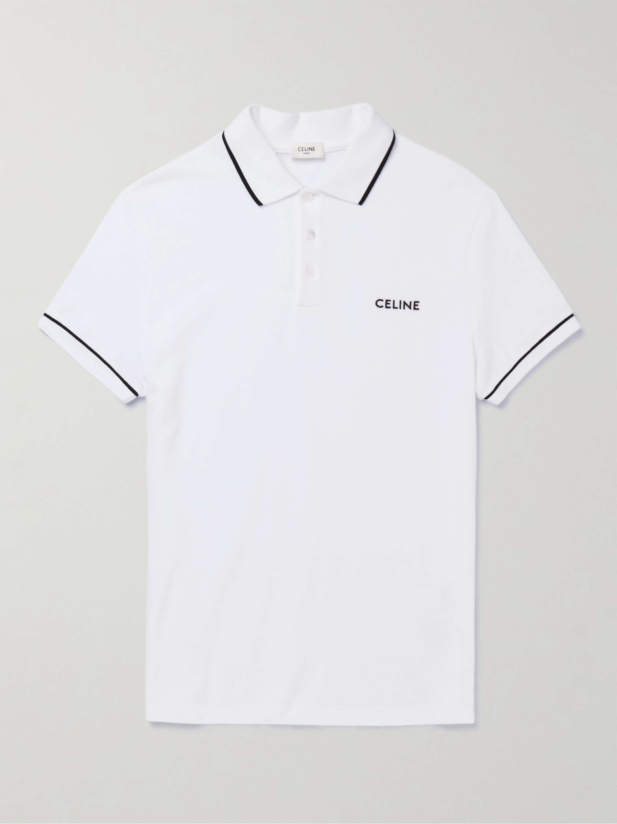 CELINE HOMME Logo-Embroidered Cotton-Piqué Polo Shirt for Men | MR PORTER