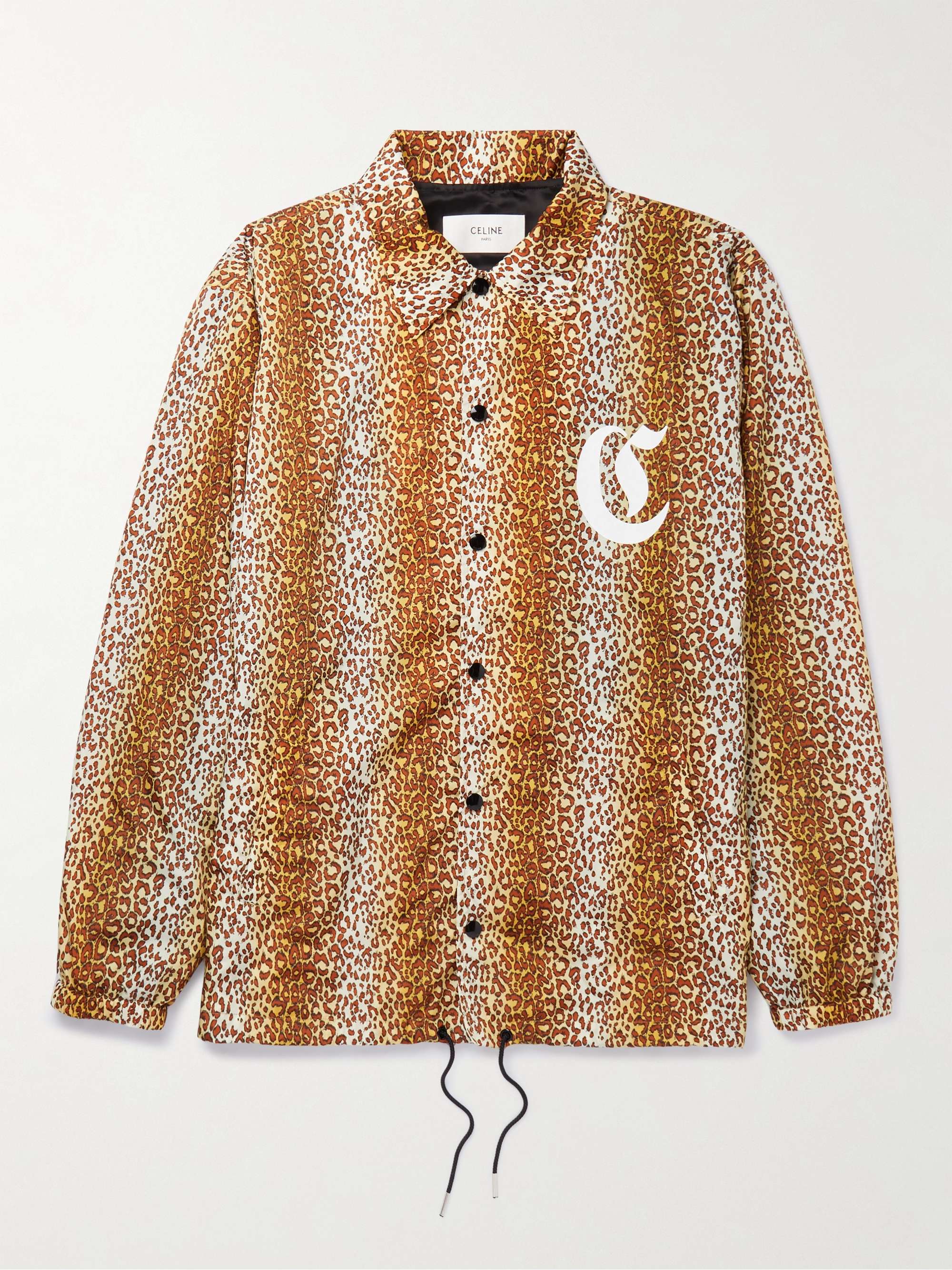 CELINE HOMME Logo-Print Leopard-Print Shell Coach Jacket for Men | MR PORTER