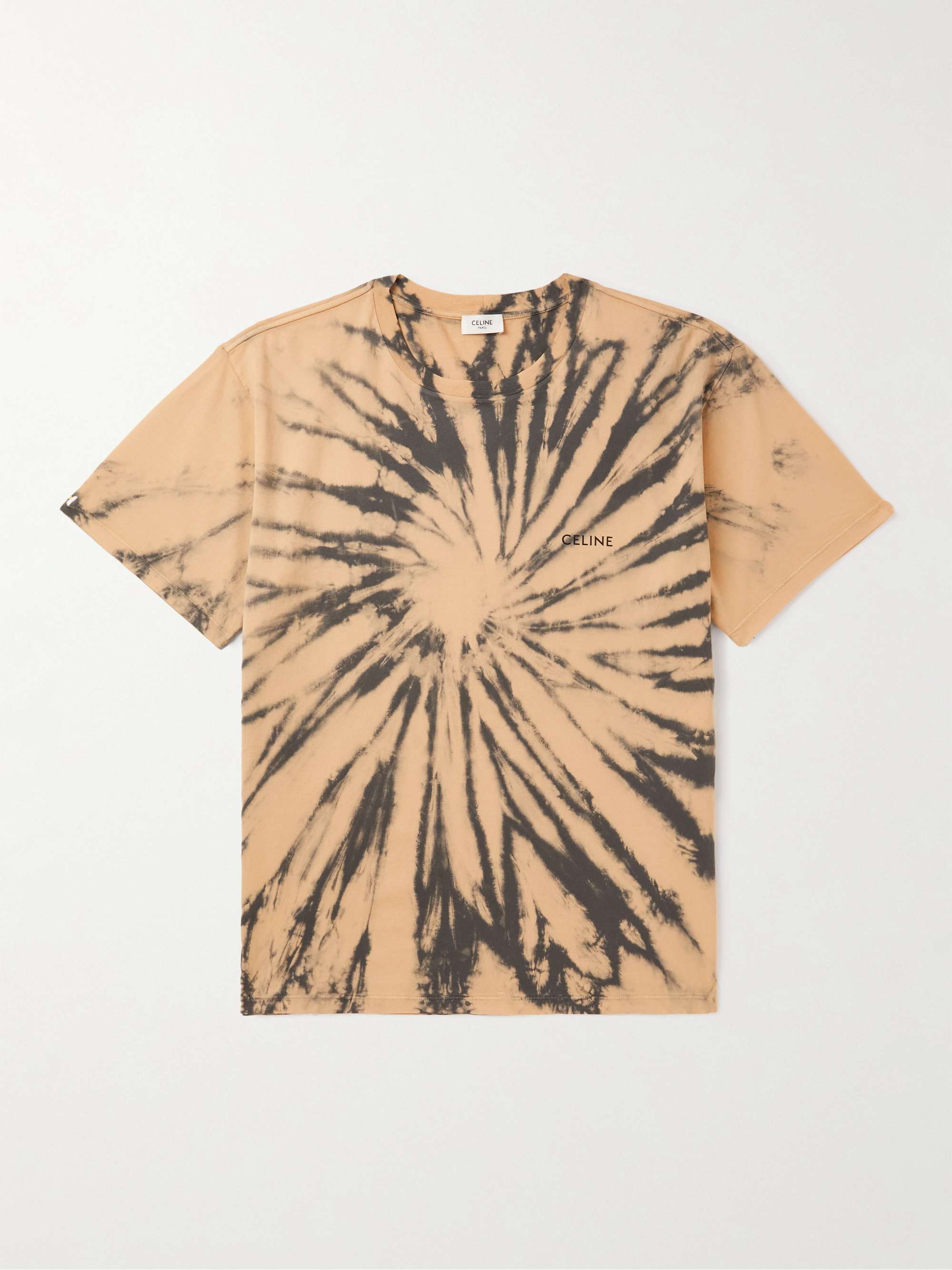 CELINE HOMME Logo-Print Tie-Dyed Cotton-Jersey T-Shirt for Men | MR PORTER