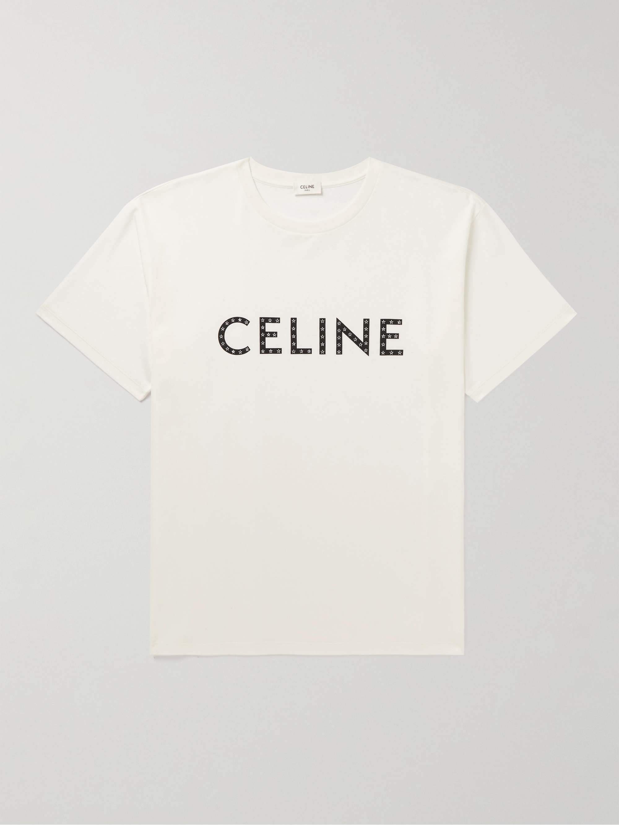 CELINE HOMME Crystal-Embellished Logo-Print Cotton-Jersey T-Shirt for Men |  MR PORTER