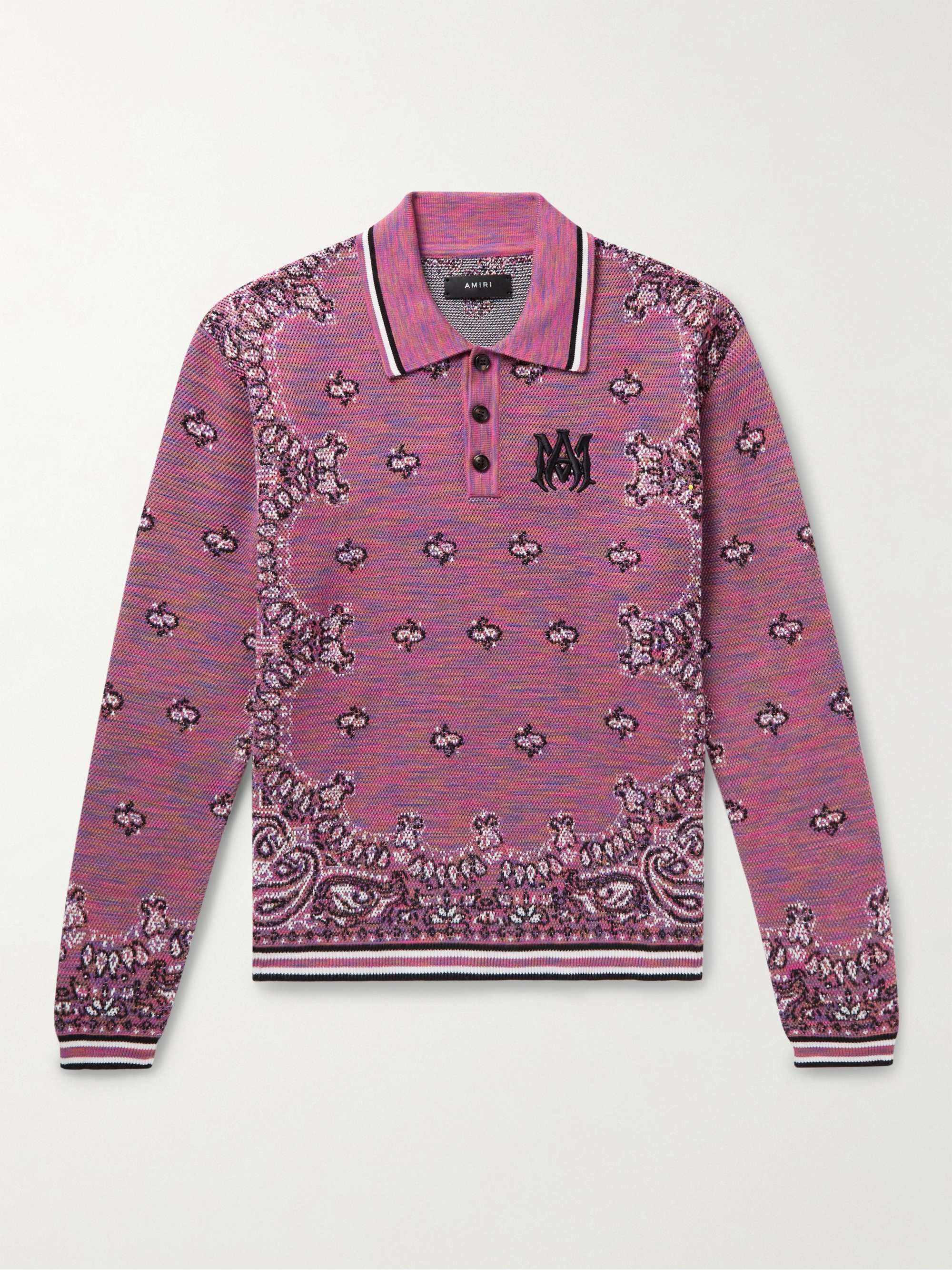 AMIRI Space-Dyed Bandana-Jacquard Cotton Polo Shirt for Men | MR PORTER