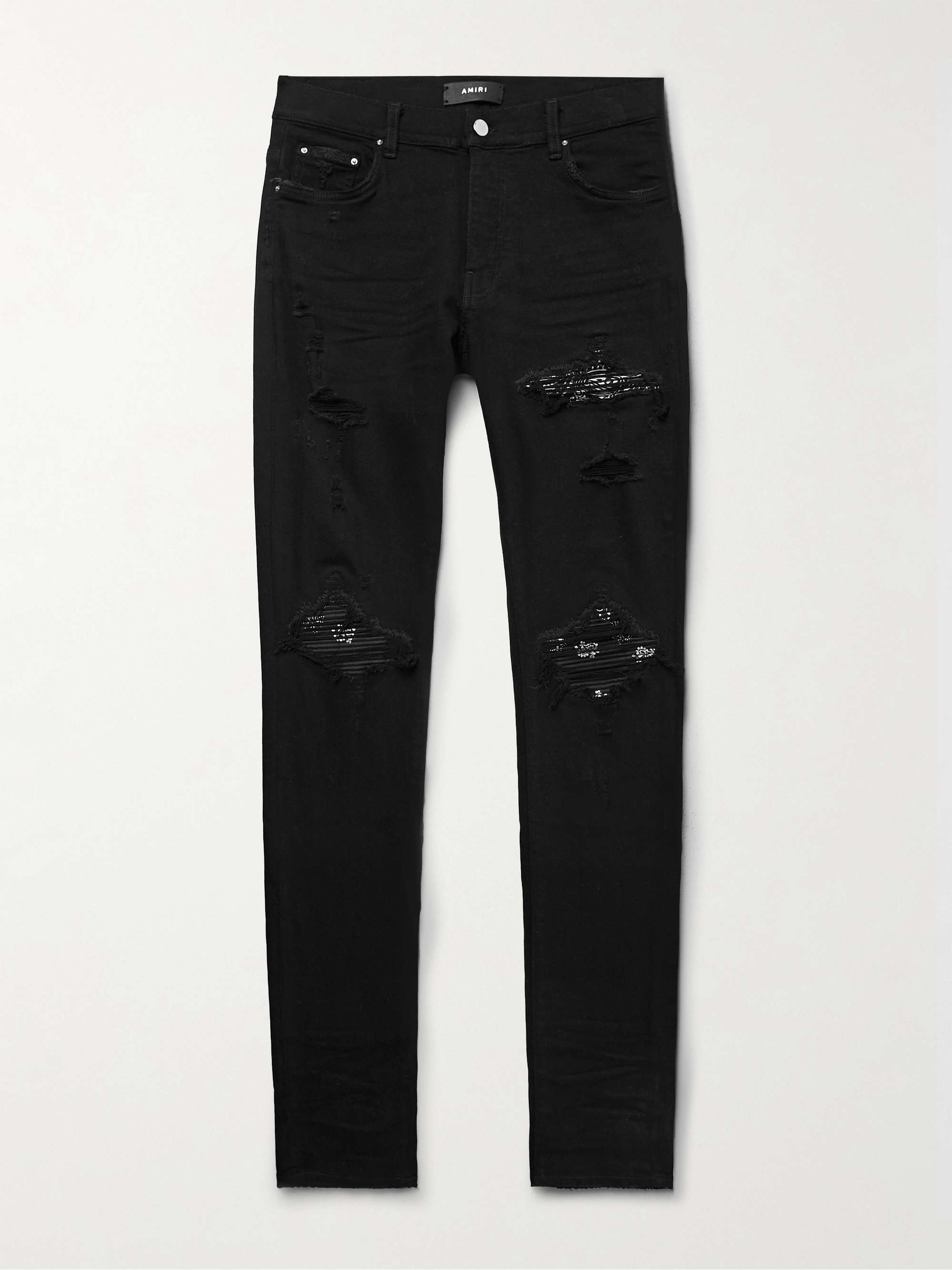 AMIRI MX1 Skinny-Fit Panelled Distressed Jeans for Men | MR PORTER