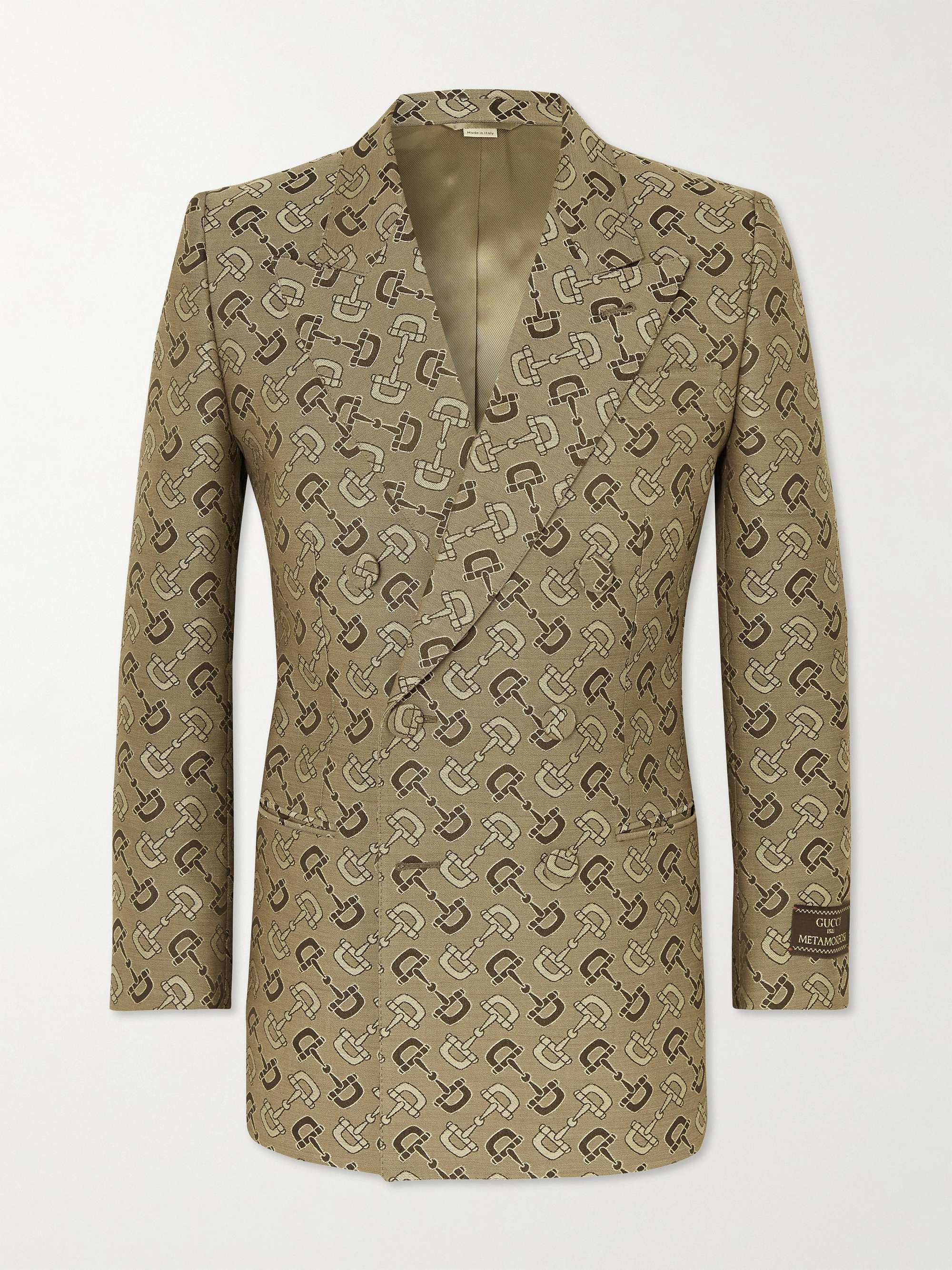 GUCCI Double-Breasted Logo-Jacquard Cotton and Wool-Blend Twill Blazer for  Men | MR PORTER