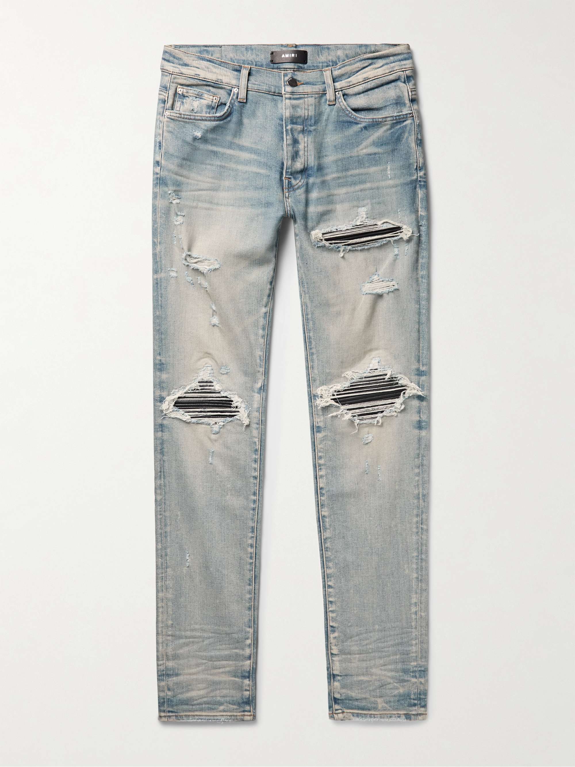 AMIRI MX1 Skinny-Fit Panelled Distressed Jeans | MR PORTER