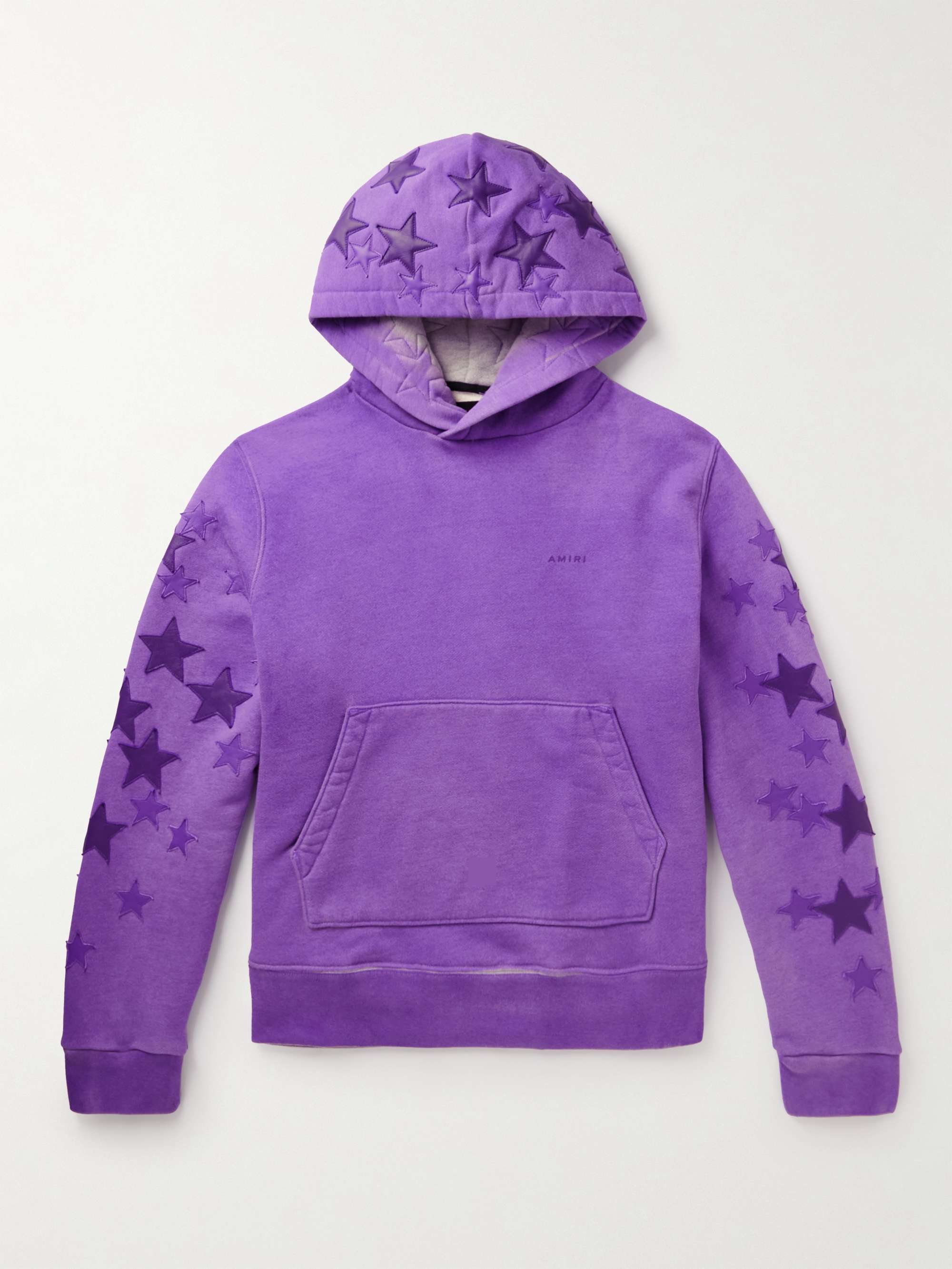 Purple Pigment Spray Star Leather-Trimmed Cotton-Jersey Hoodie | AMIRI | MR  PORTER