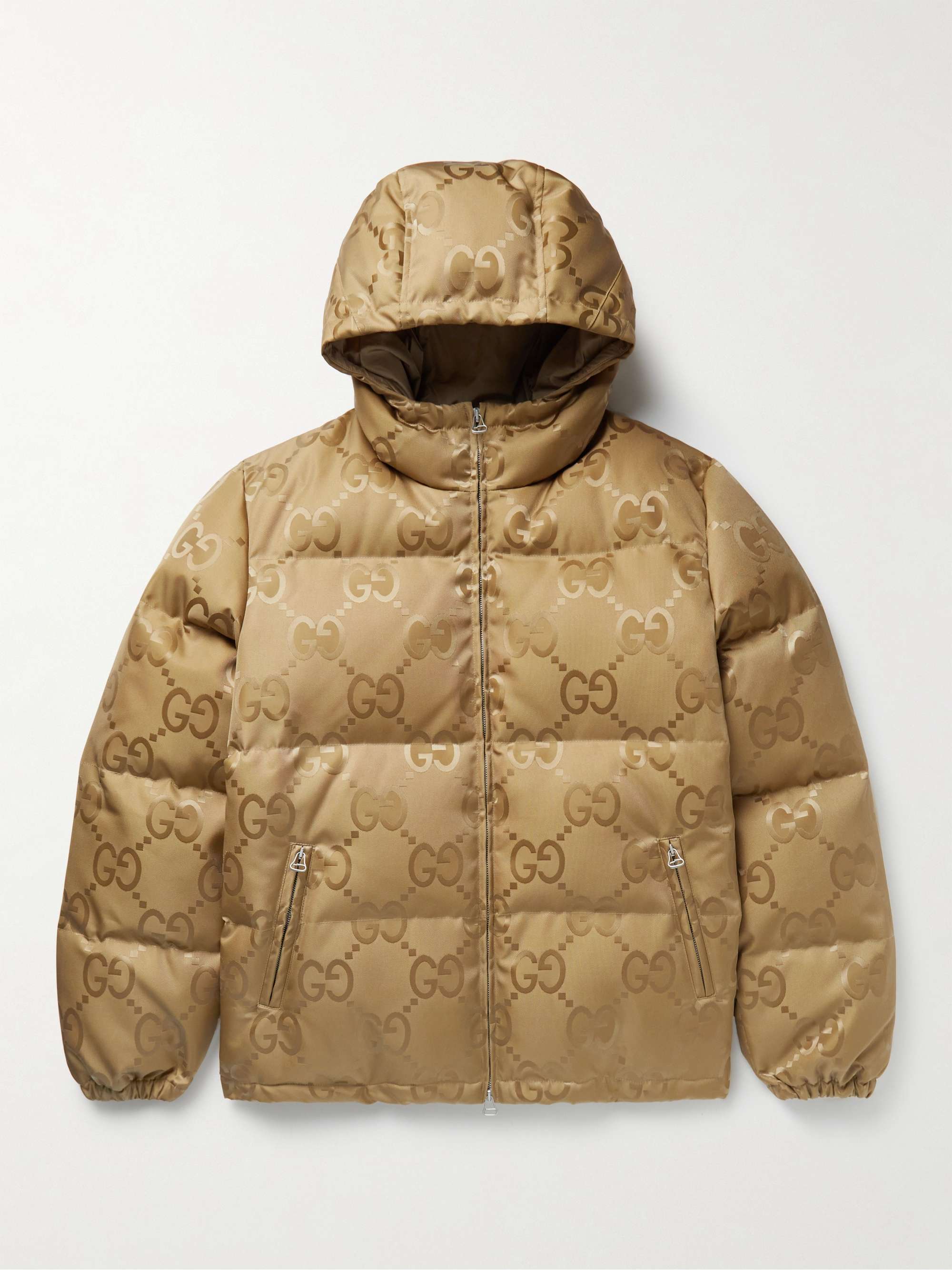 GUCCI Quilted Logo-Jacquard Shell Hooded Down Jacket | ミスターポーター