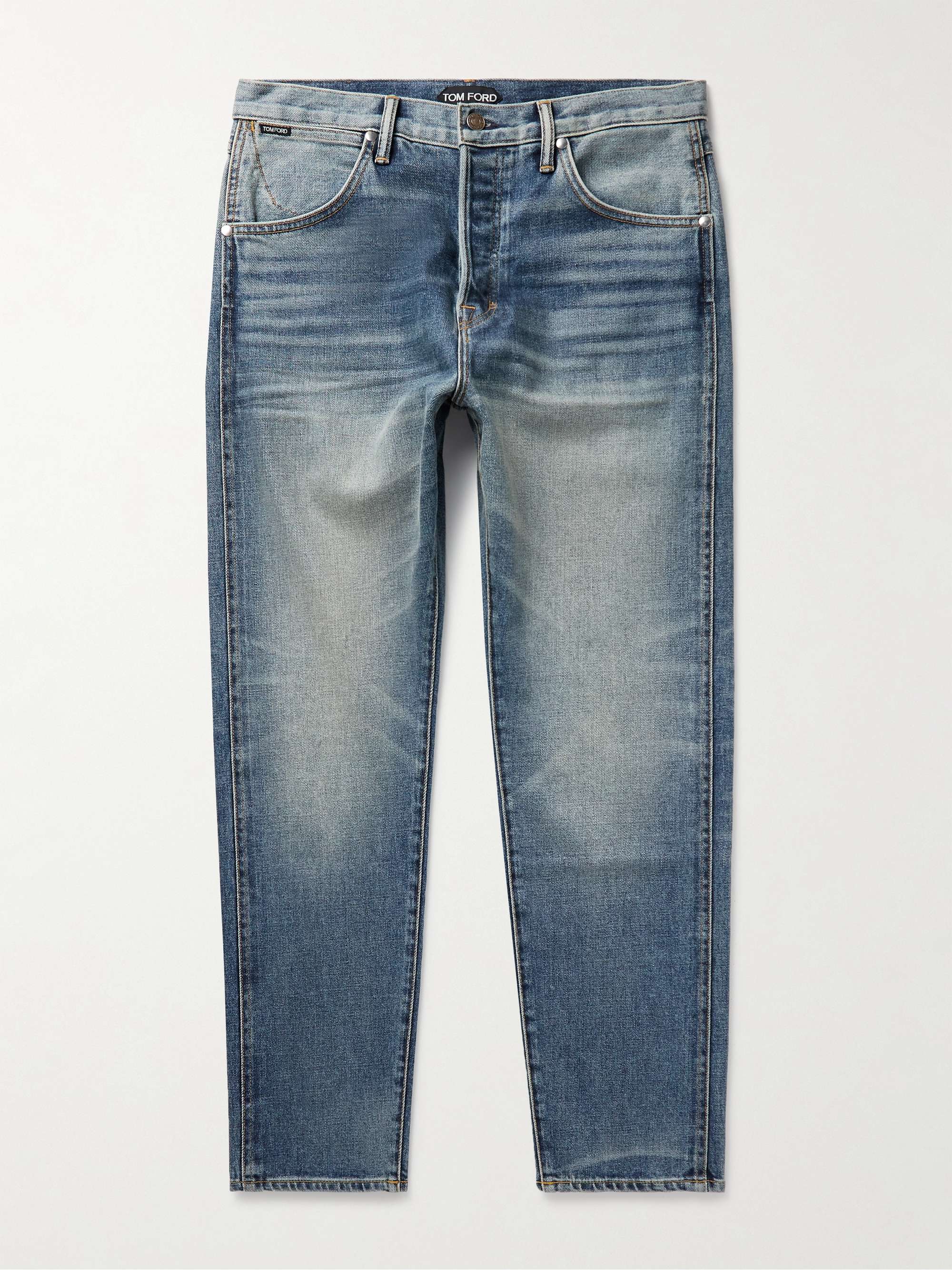 TOM FORD Slim-Fit Garment-Washed Selvedge Jeans for Men | MR PORTER