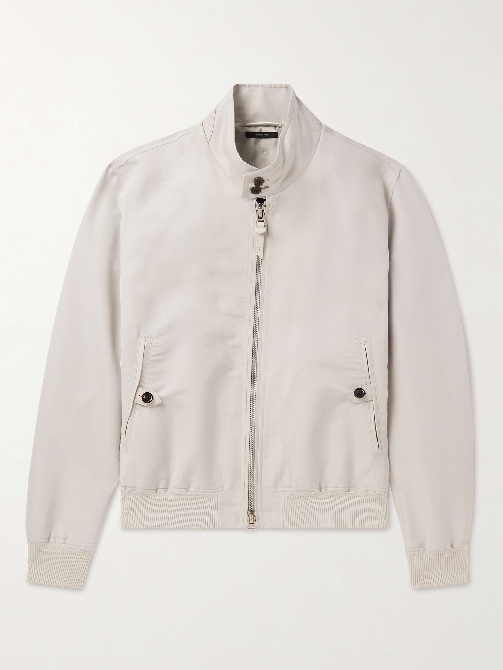 TOM FORD Slim-Fit Leather-Trimmed Cotton and Silk-Blend Poplin Bomber  Jacket for Men | MR PORTER