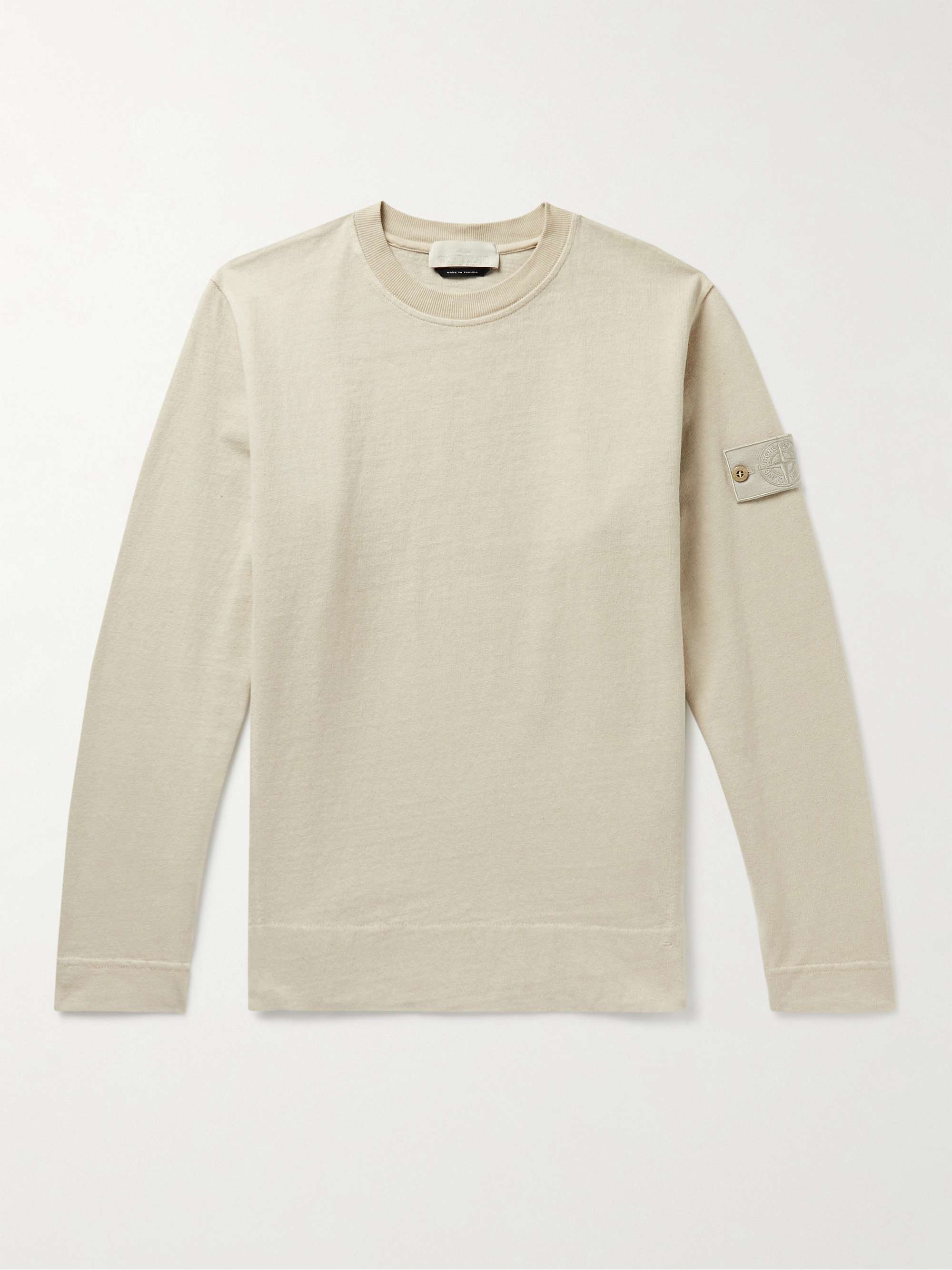 Beige Ghost Logo-Appliquéd Cotton-Jersey Sweatshirt | STONE ISLAND | MR  PORTER