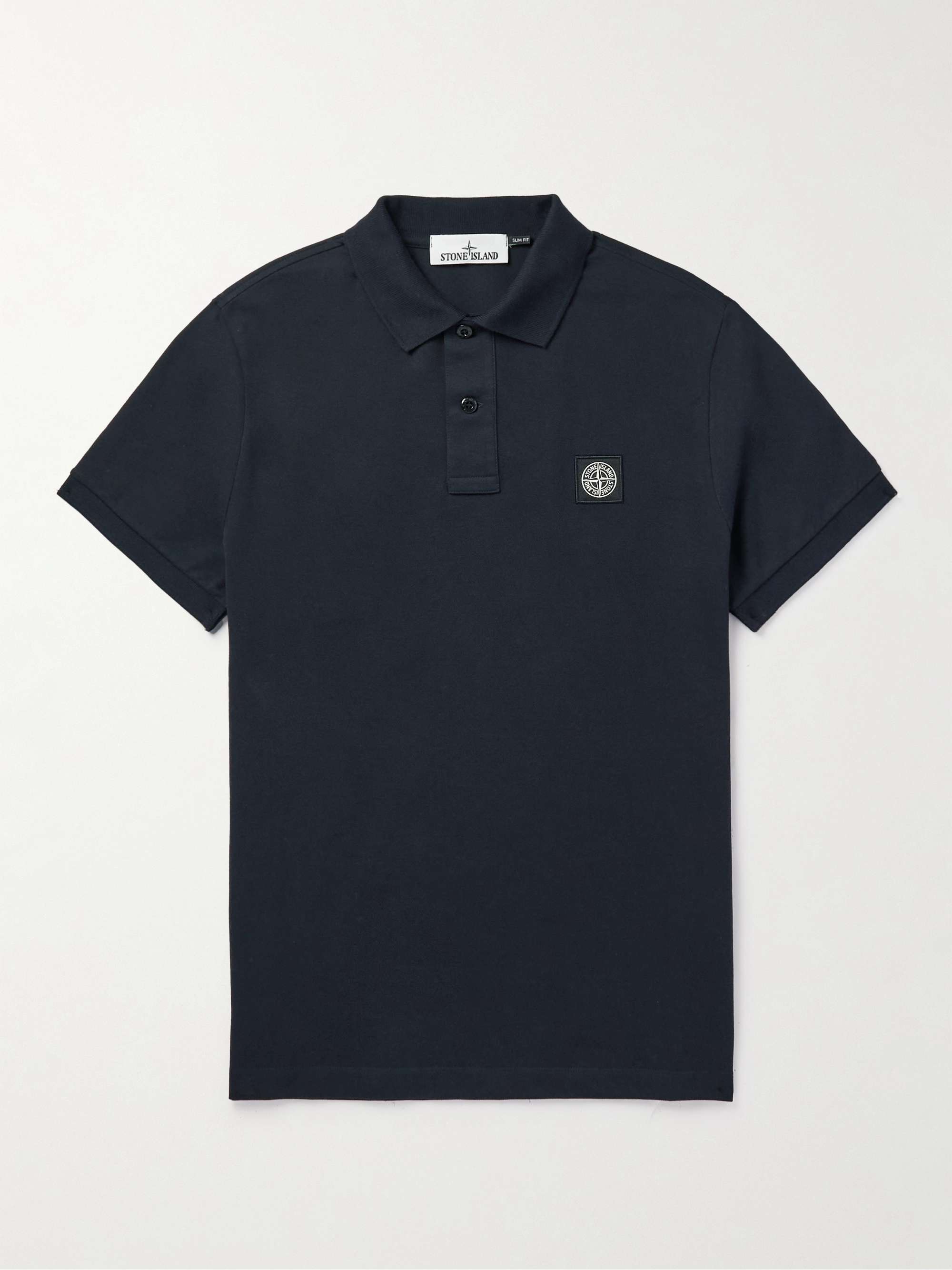 STONE ISLAND Logo-Appliquéd Stretch-Cotton Piqué Polo Shirt | MR PORTER